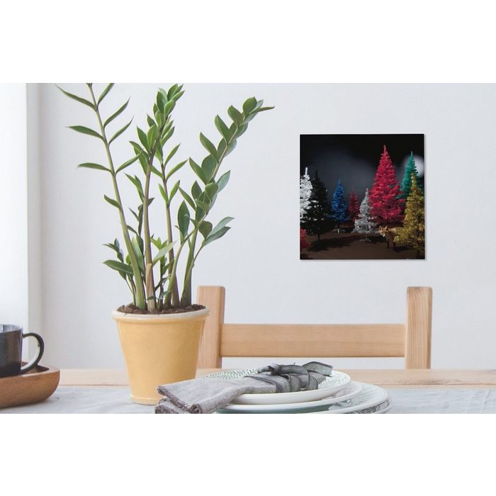 OneMillionCanvasses® Leinwandbild Bunte Kiefern in der Nacht (1 St) Leinwand Bilder für Wohnzimmer Schlafzimmer AV10300