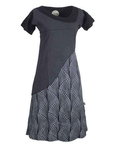 Vishes Tunikakleid Kurzarm Lagenlook Kleid Streifen Punkte Muster Boho, Elfen, Goa, Hippie Style