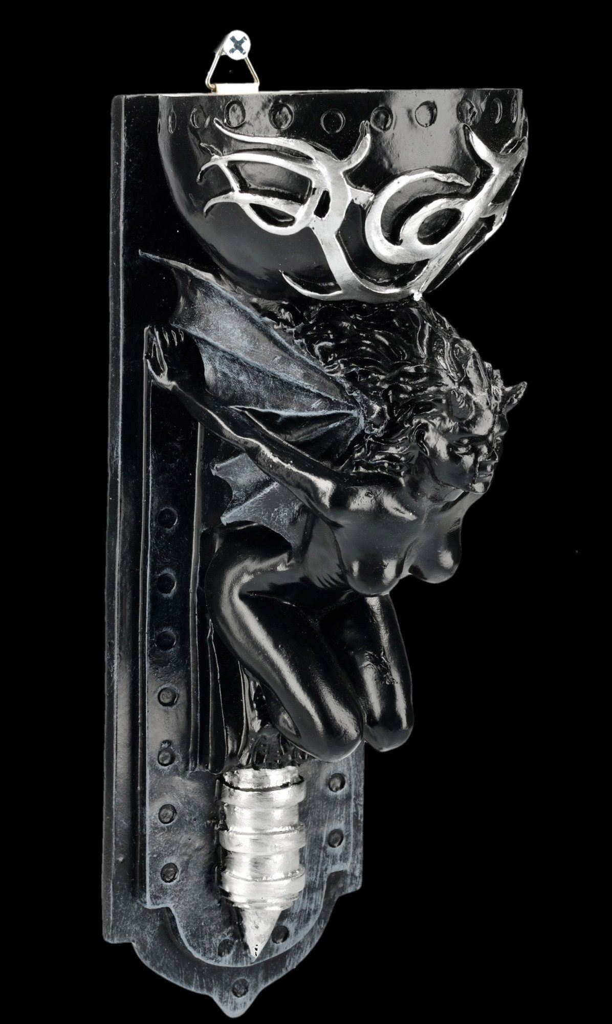 Figuren Shop GmbH Wanddekoobjekt Dämonin Figur – Wandkerzenhalter Gothic Deko Skulptur 21 cm Wanddeko