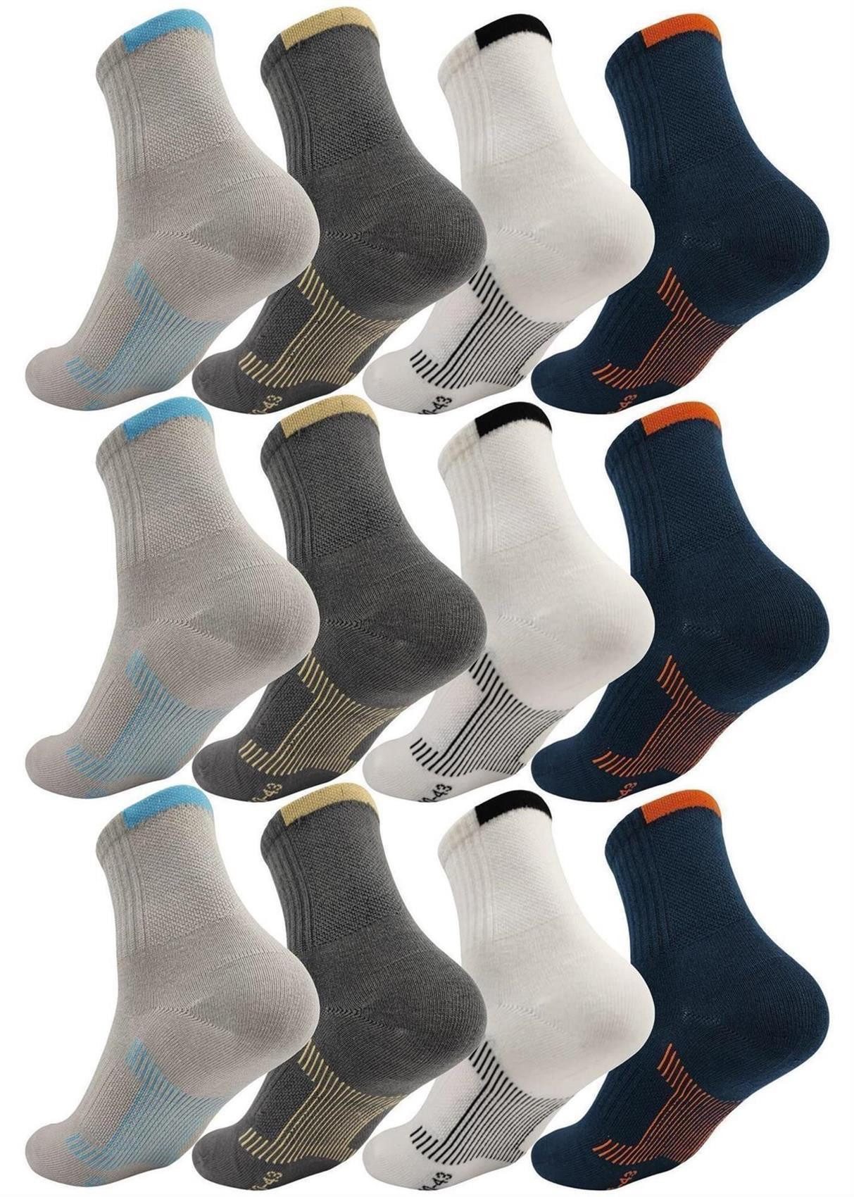 Sportsocken 12 Paar Herren Sport Sneaker Socken Quarter Socks Kurzsocken Halbsocke