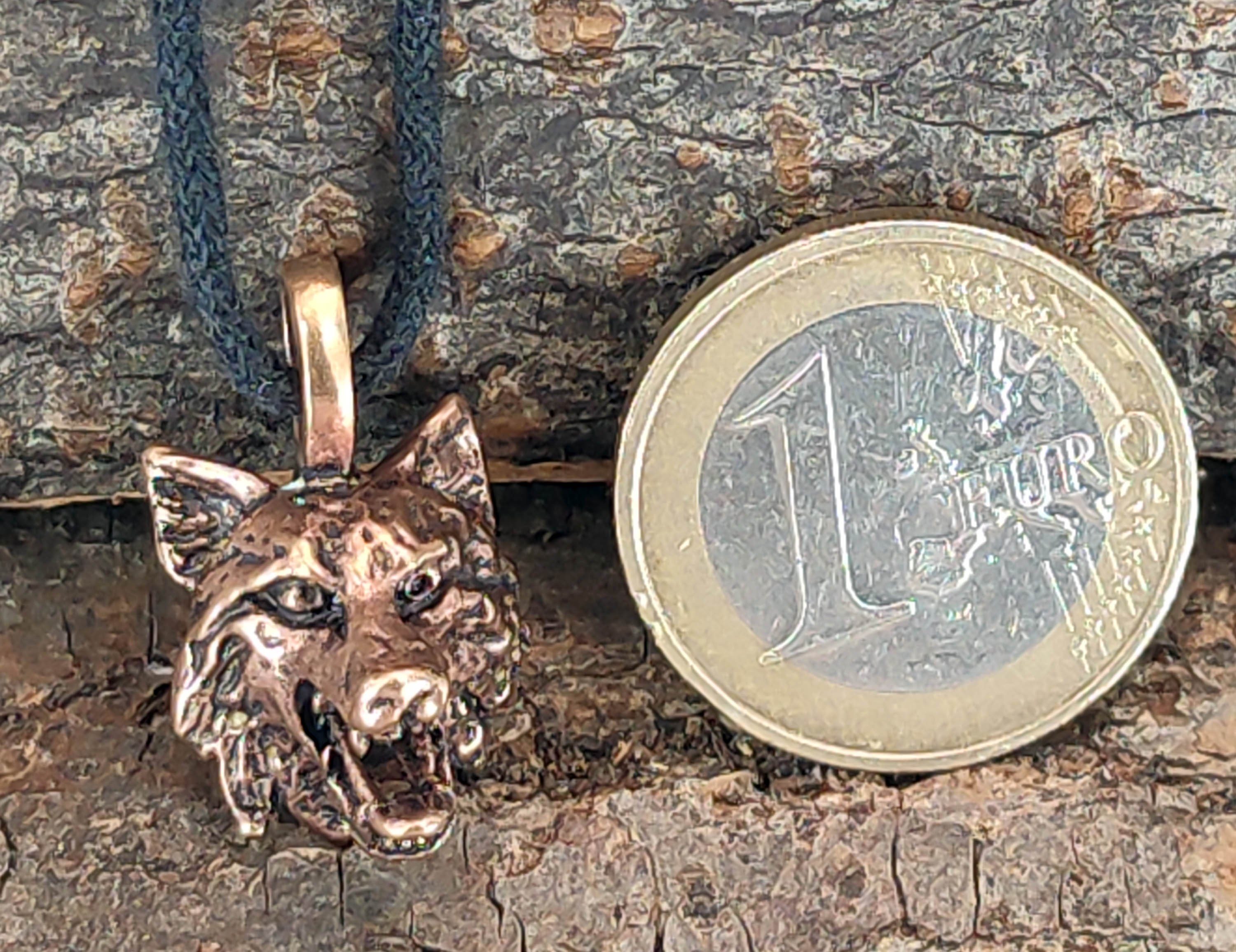 Wolf Leather Kettenanhänger Kettenanhänger Bronze Schädel Wolfskopf plastisch of Kiss Anhänger