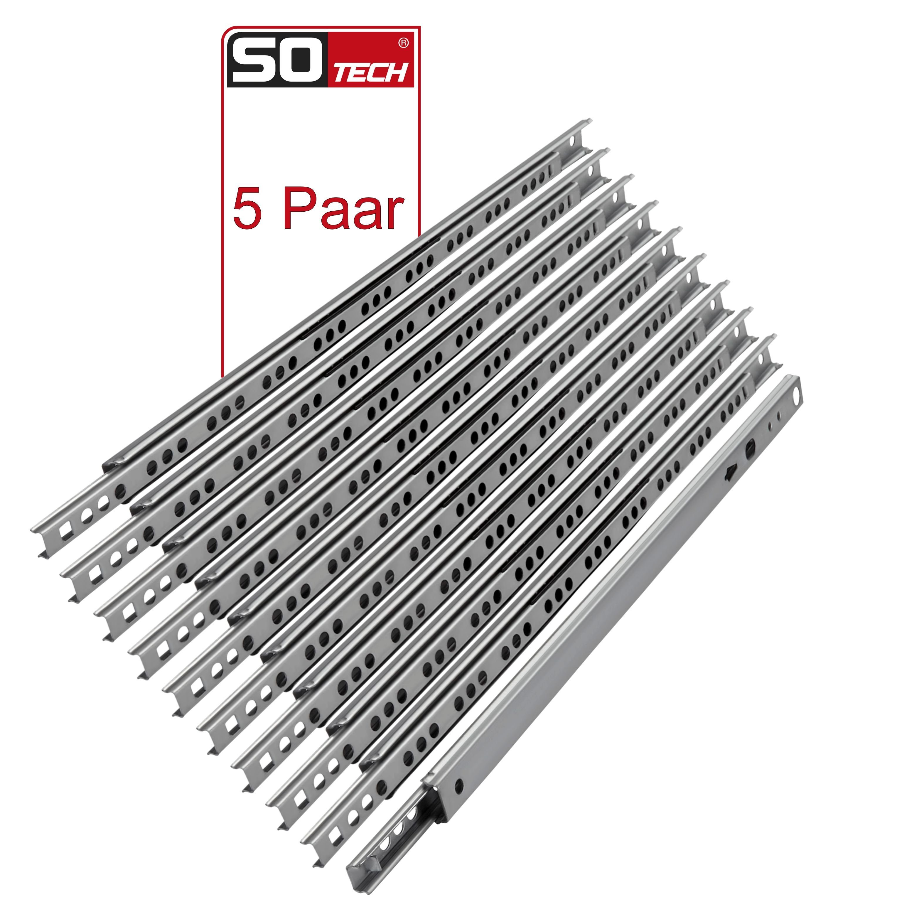 SO-TECH® Auszug Teilauszüge H: 17 mm / L: 246 mm Schubladenschienen Teilausz (10 St), Schubladenschienen Teilauszug Rollen Kugelführung – Bild 2 von 5