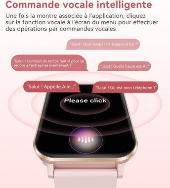 Lige Smartwatch (1,83 Zoll, Andriod iOS), Damen uhr mit Anruf Schrittzähler mit Schlafmonitor IP68, wasserdicht