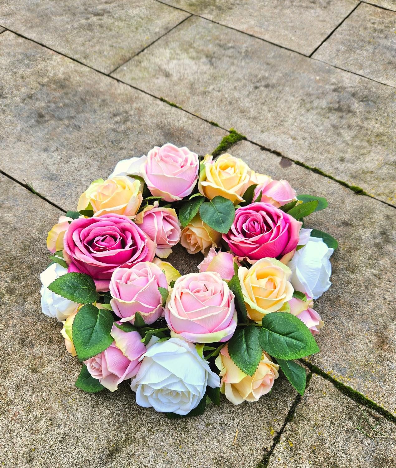 Kunstkranz Deko Kranz Rosen WOPUNY, bunt, Ø40cm Rose, artplants