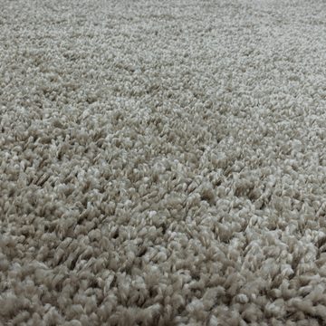 Teppich Unicolor - Einfarbig, Teppium, Rund, Höhe: 30 mm, Teppich Wohnzimmer Shaggy Einfarbig Naturfarben Modern Flauschig