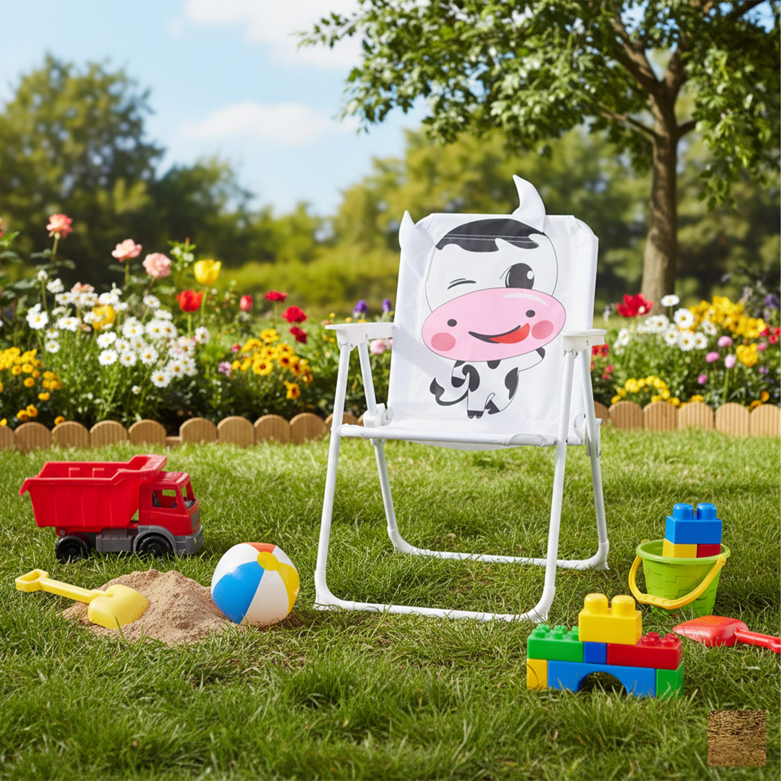 relaxdays Campingstuhl Kinder Klappstuhl mit Motiv (1 St), Kuh