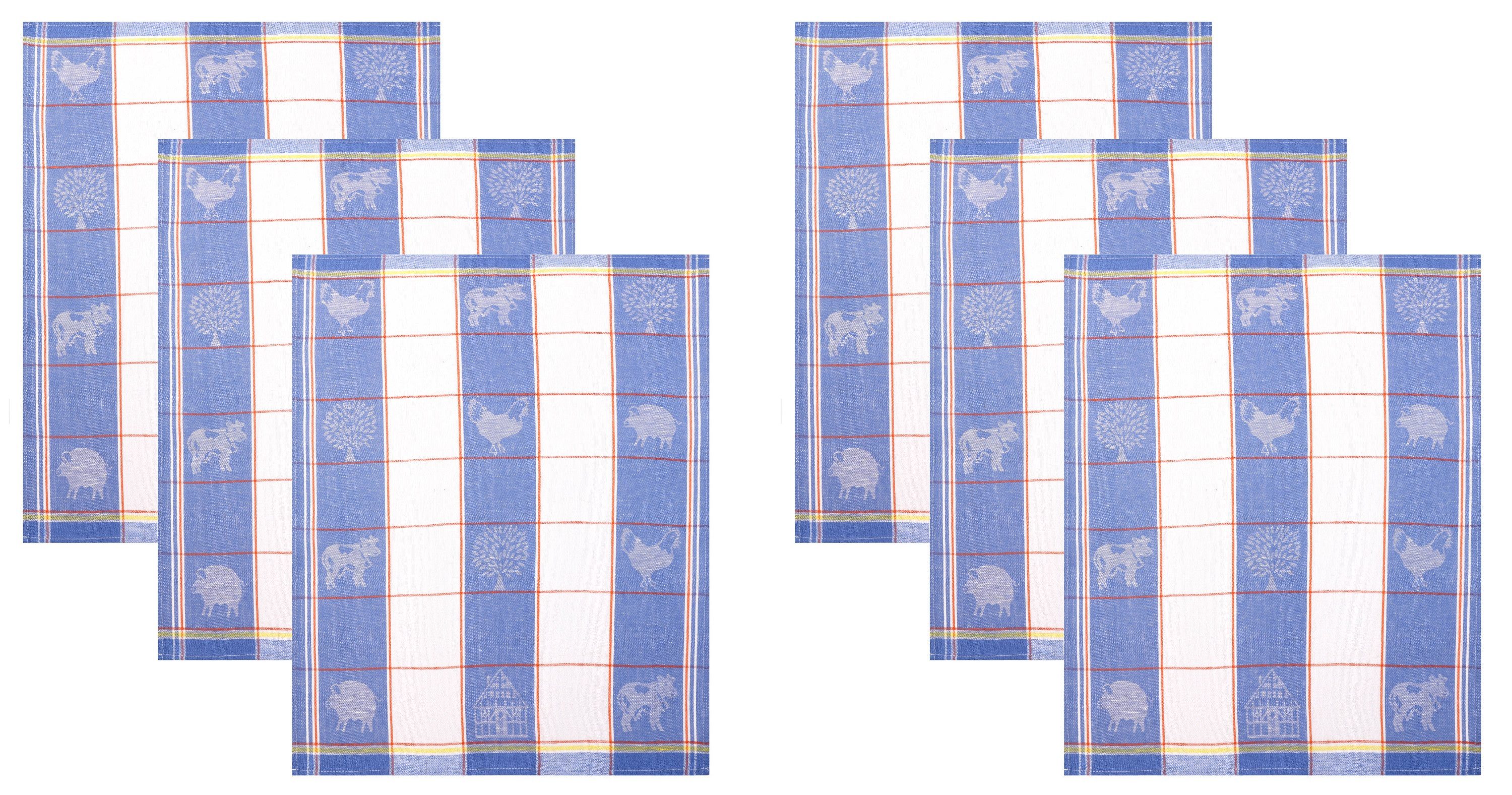 Betz Geschirrtuch 6 Stück Halbleinen Geschirrtücher Hungary Motiv: Tiere 50x70 cm blau, (6-tlg)