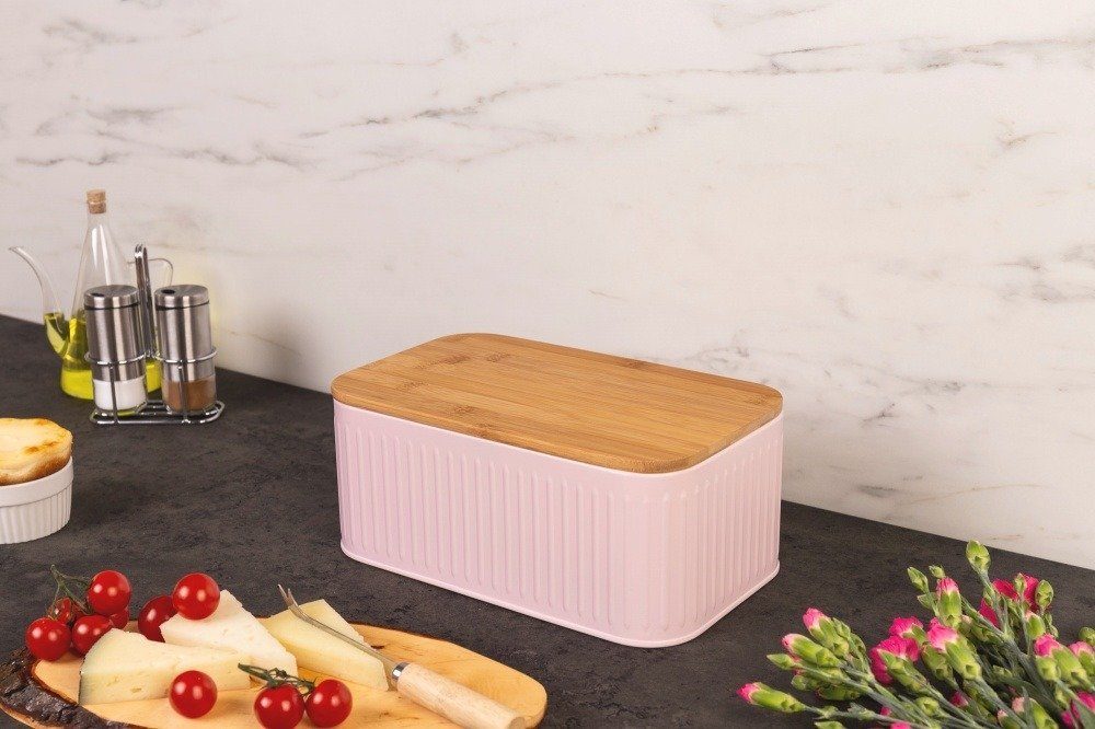 Rosa Metall Brotkasten - 30,5x20x15cm Aufbewahrungsbox Für Küche & Bäckerei
