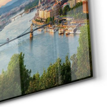 DEQORI Glasbild 'Blick über Budapest', 'Blick über Budapest', Glas Wandbild Bild schwebend modern