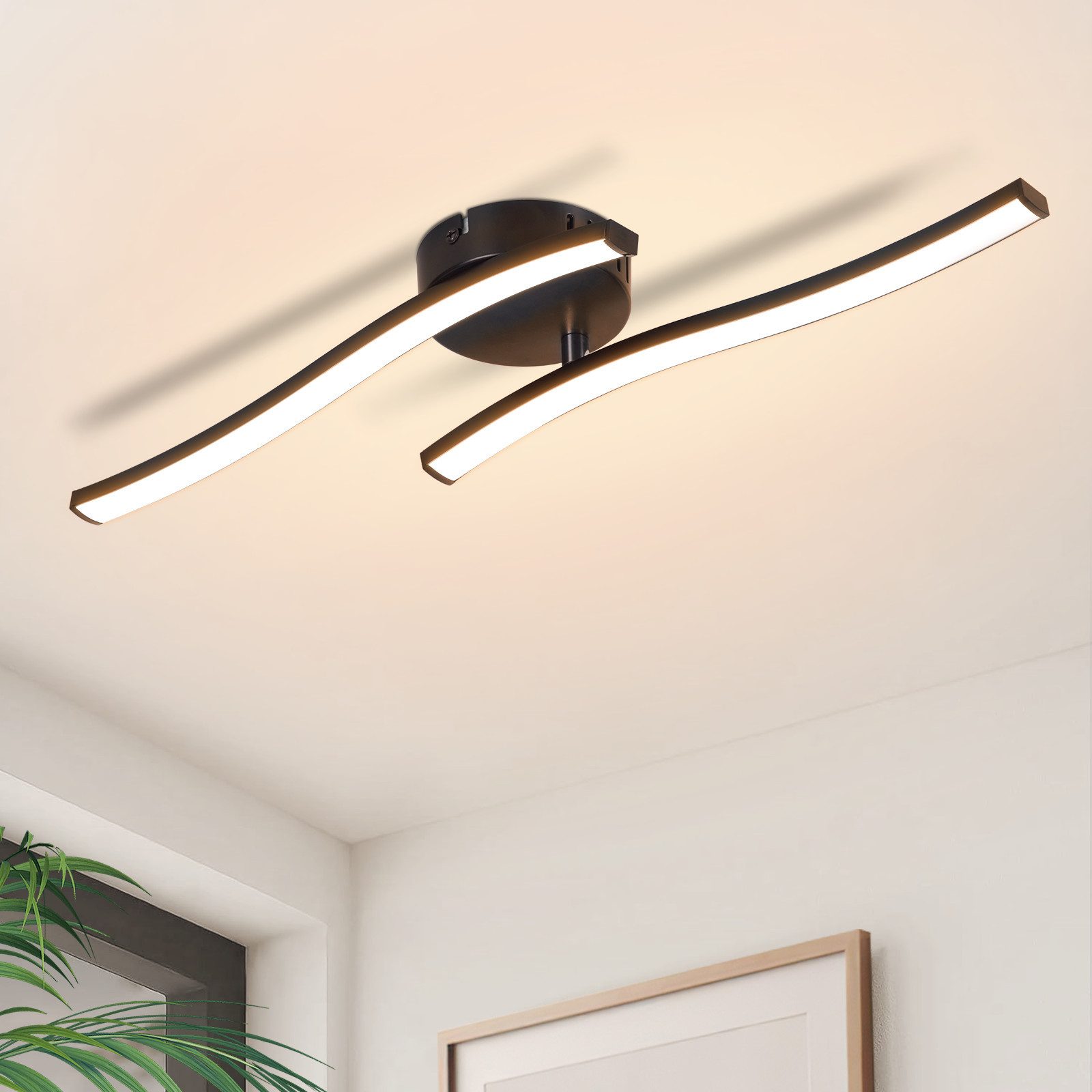 ZMH LED Deckenleuchte Wohnzimmer Schwarz Modern Schlafzimmerlampe 12/24W Wa günstig online kaufen