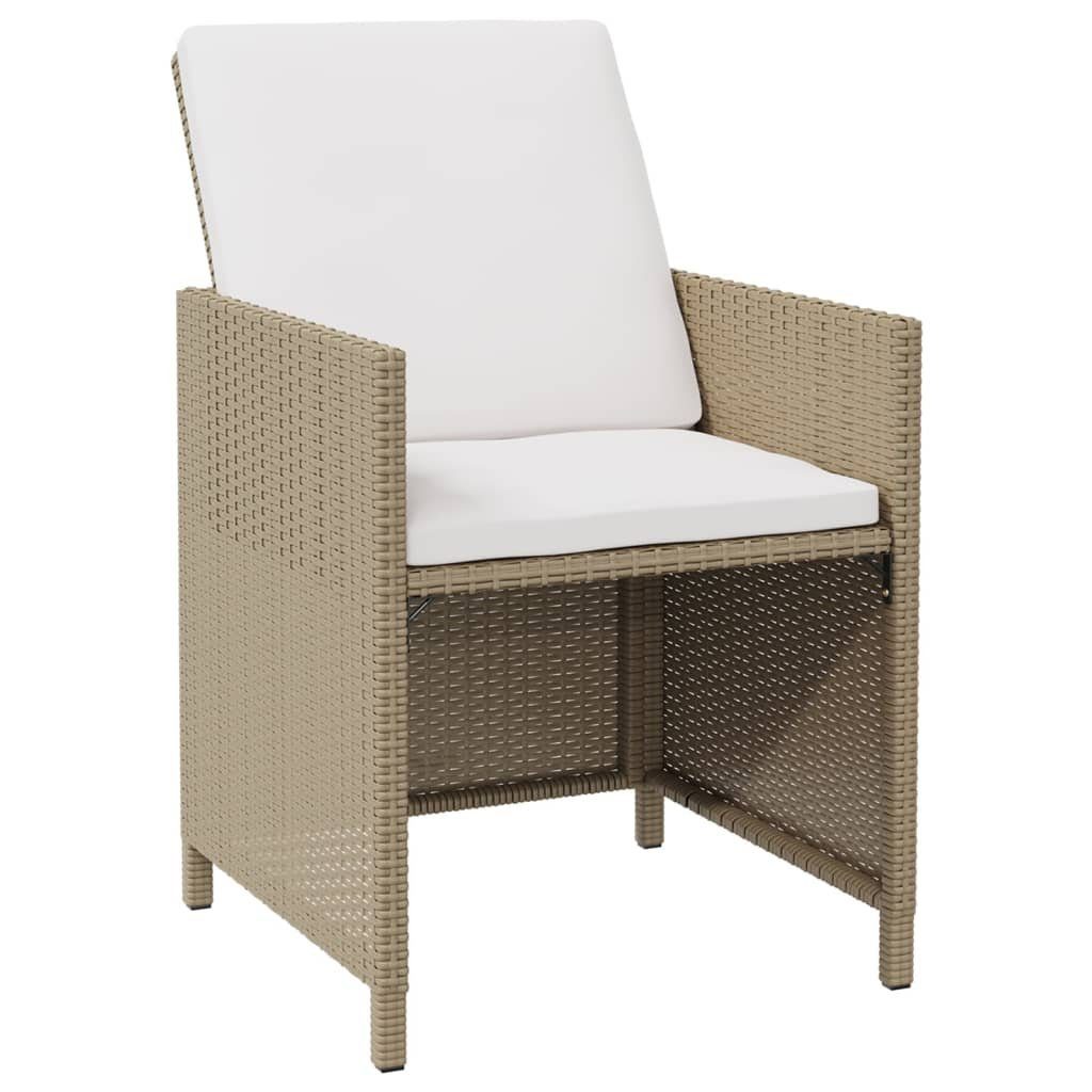 vidaXL Gartenstuhl Gartenstühle mit Beige (4 St) Poly Rattan 4 Beige Stk. Kissen | Beige