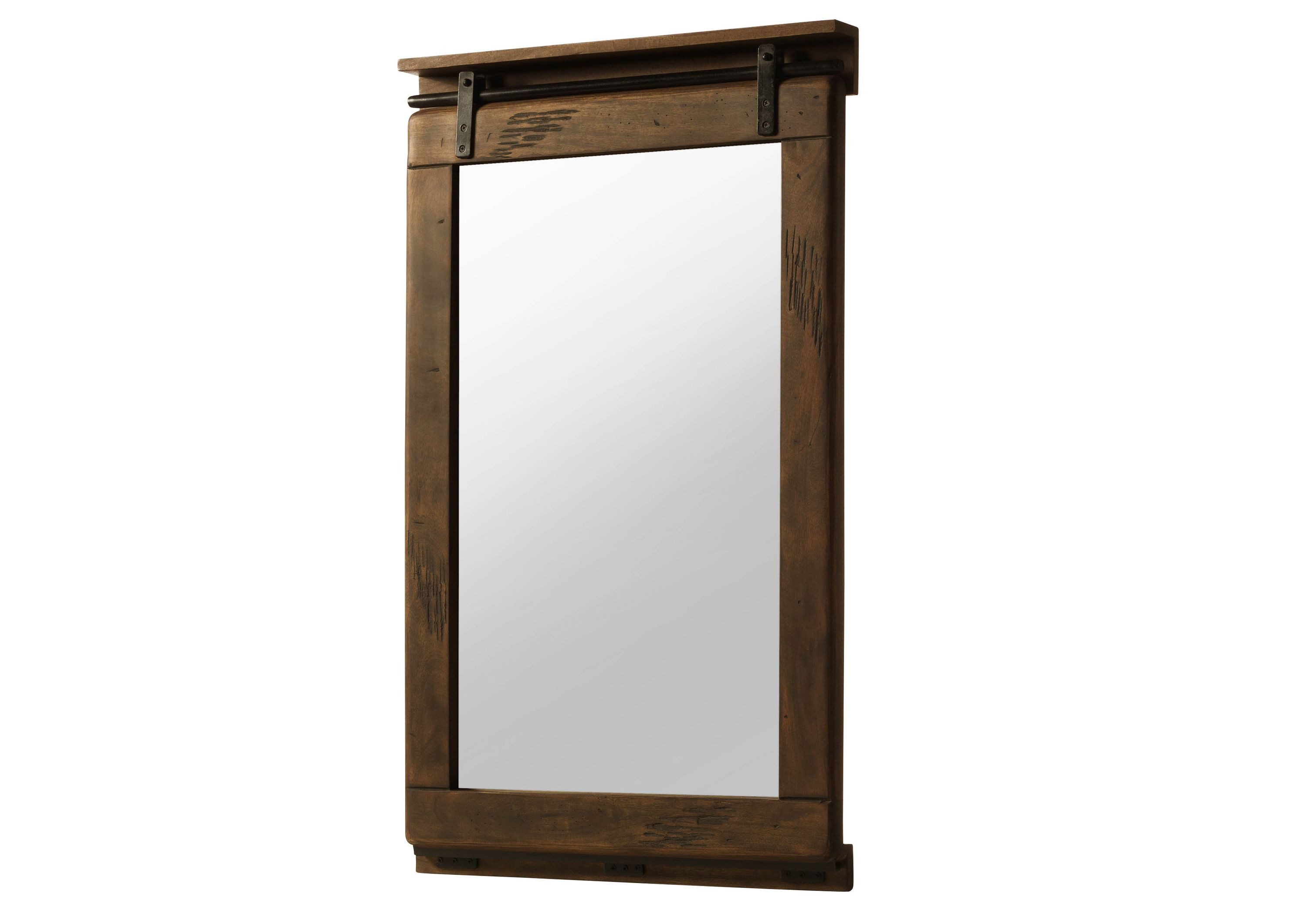 Massivmoebel24 Spiegel (1-St., Mango 65x6x110 braun lackiert RAILWAY #483), Mango 65x6x110 braun lackiert RAILWAY #483