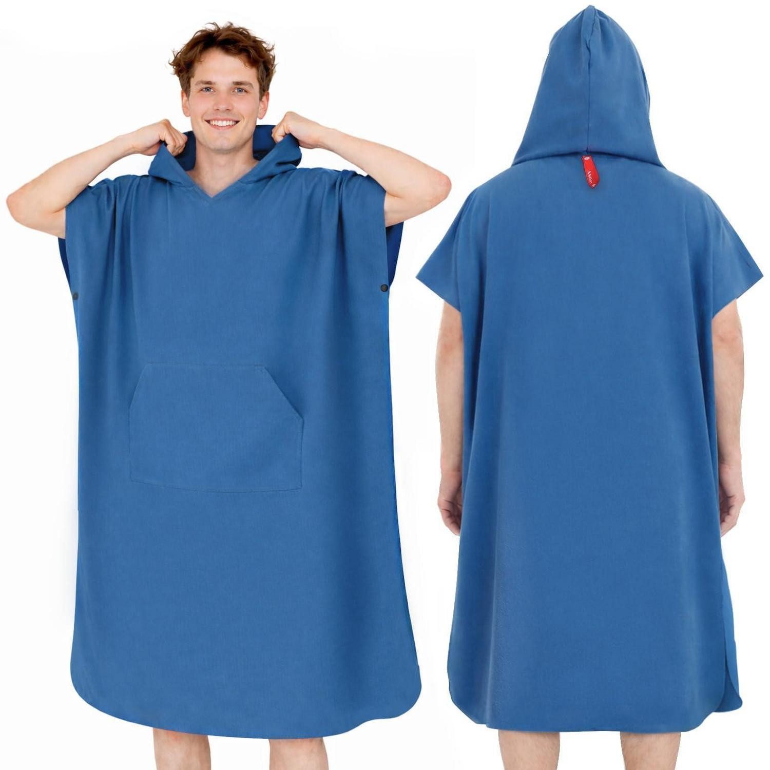 LuxusKollektion Poncho Badeponcho Mikrofaser Unisex Blau L