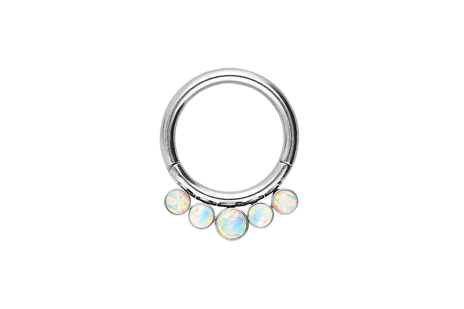 Piercing-Set Chirurgenstahl Segmentring Clicker 5 SYNTHETISCHE OPALE