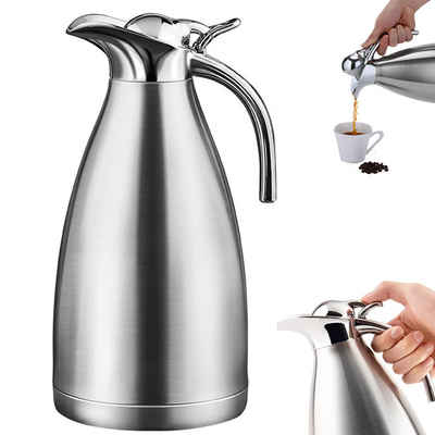 Bedee Isolierkanne Thermoskanne 2 liter, Isolierkanne Kaffeekanne Edelstahl Thermoskanne, 2 l, ideal als Kaffeekanne oder Teekanne, Kanne für 8 Tassen