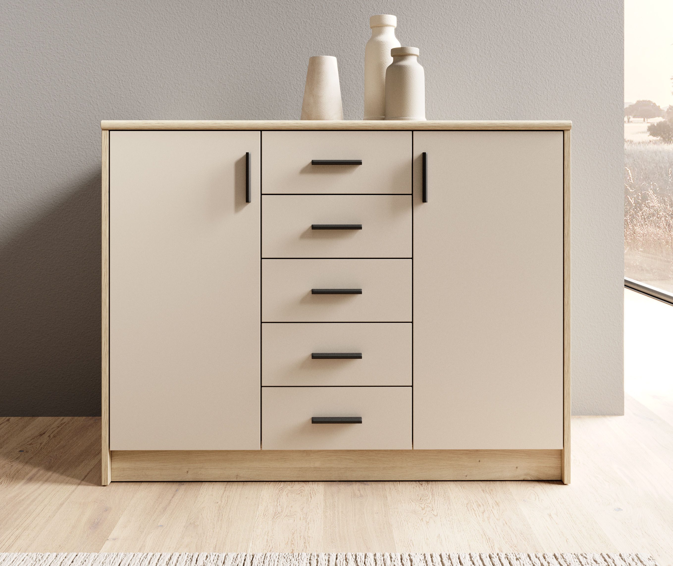 HBZ Sideboard Nelly Kommode, BxHxT 109x86x50cm (1 St), Breite 109cm, Einlegeböden verstellbar, foliert