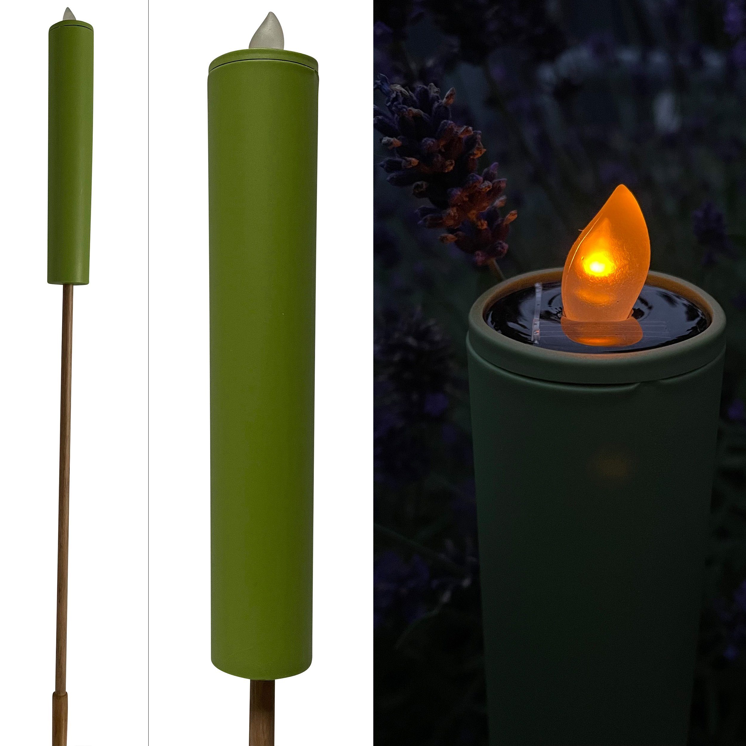 Online-Fuchs LED Solarleuchte Kerzen mit Solar LED Flamme Beet, Gartensteck günstig online kaufen