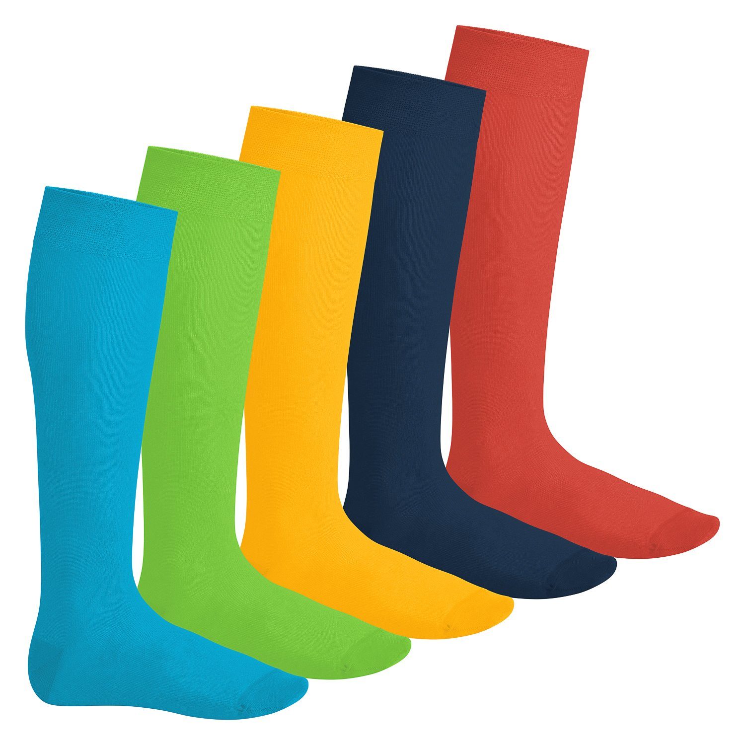 Footstar Langsocken Everyday! Damen & Herren Kniestrümpfe (5 Paar) mit Baumwolle Trendfarben