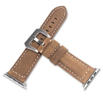 CoverKingz Smartwatch-Armband Leder Armband für Apple Watch 49/45/44/42mm Band Series, Lederband Edelstahl Faltschließe Serie Ultra 2/Ultra/9/8/7/6/SE/5/4/3
