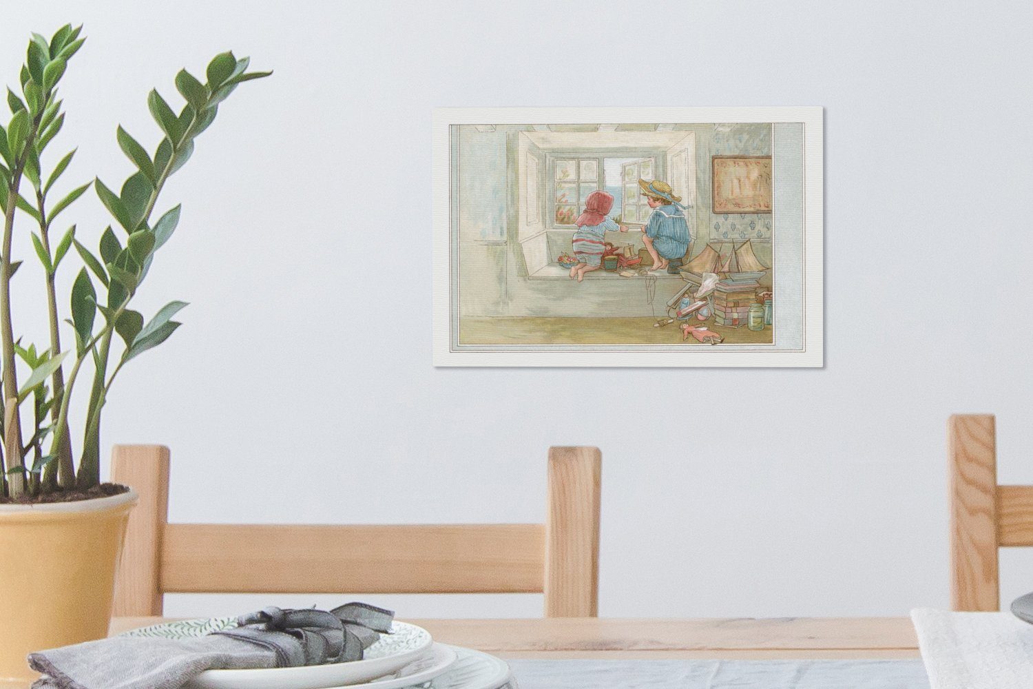 Aufhängefertig, St), Leinwandbilder, 30x20 cm Illustration Leinwandbild (1 antiken Kinderzimmers, eines Wandbild OneMillionCanvasses® Wanddeko,