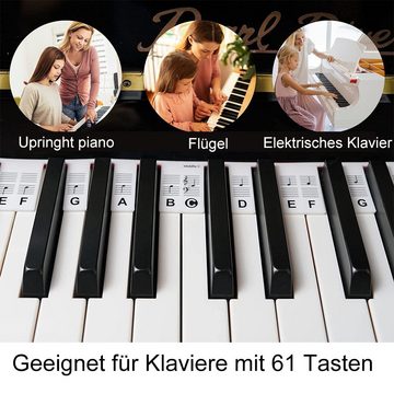 NUODWELL Aufkleber Farbe Kieselgel Entfernbar Klavier Keyboard für 88/61 Tasten Tastatur