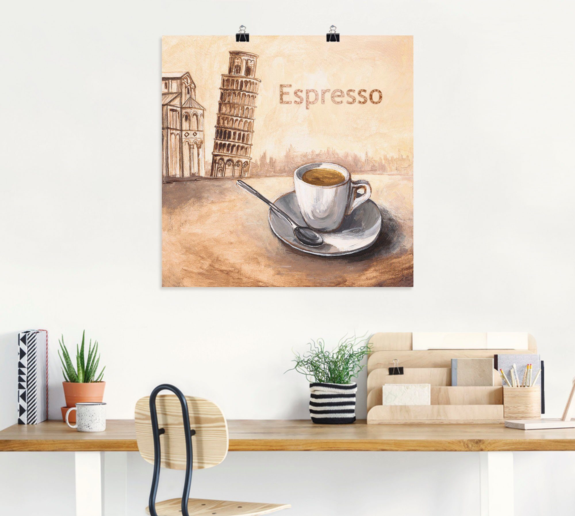 Poster Artland Kaffee in St), Größen Wandaufkleber Alubild, Pisa, als (1 versch. Espresso oder in Bilder Wandbild Leinwandbild,