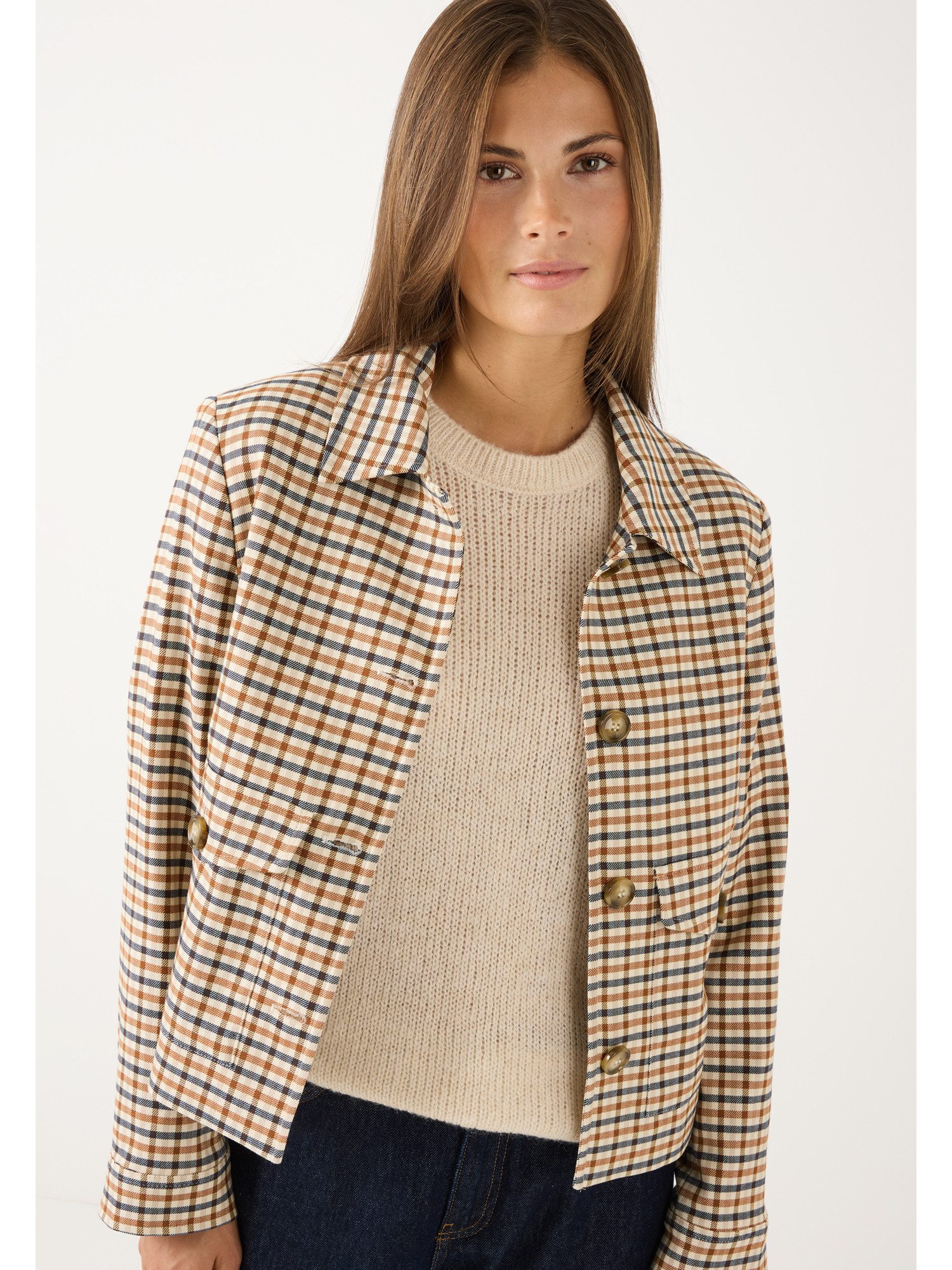 MORE&MORE Kurzblazer karierter Kurzblazer, Retro-Look