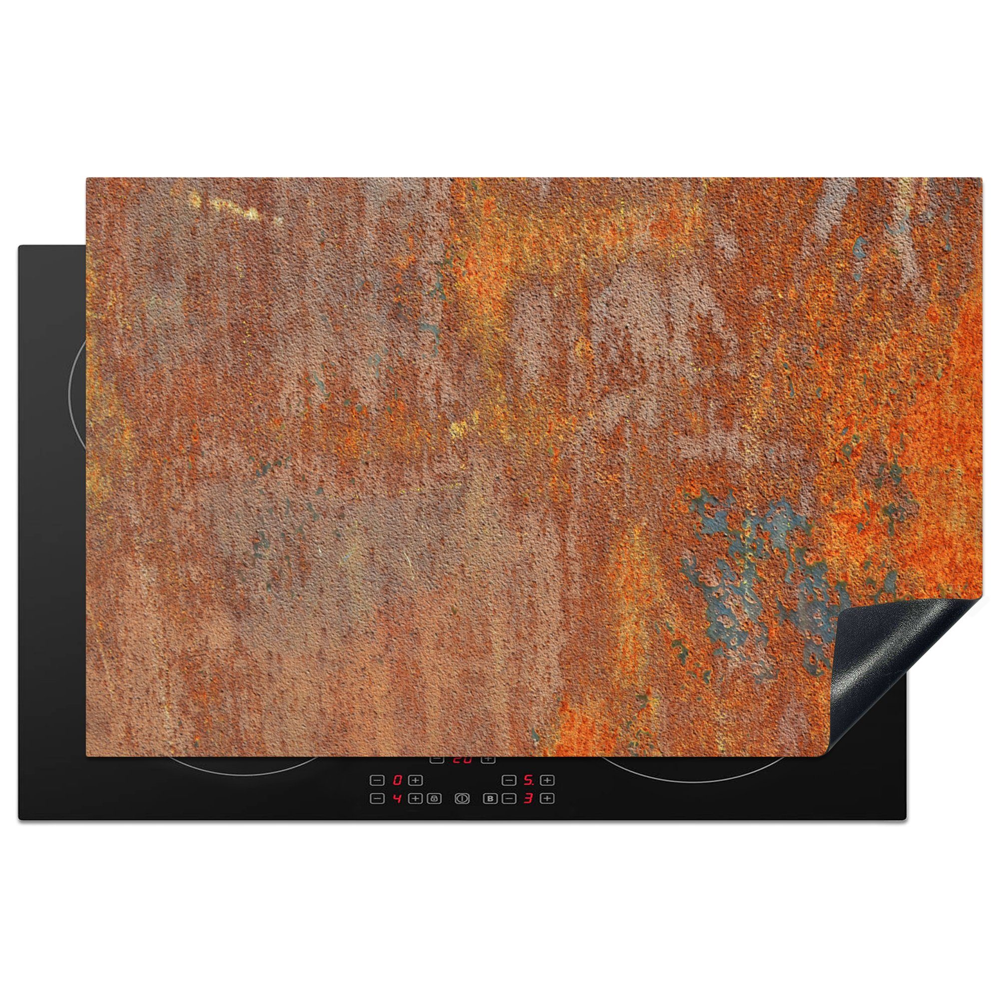 Eisen 81x52 tlg), - Herdblende-/Abdeckplatte (1 Induktionskochfeld Schutz Vinyl, die - -, küche, für Induktionsschutzplatte Ceranfeldabdeckung Industriell Rost MuchoWow cm, -