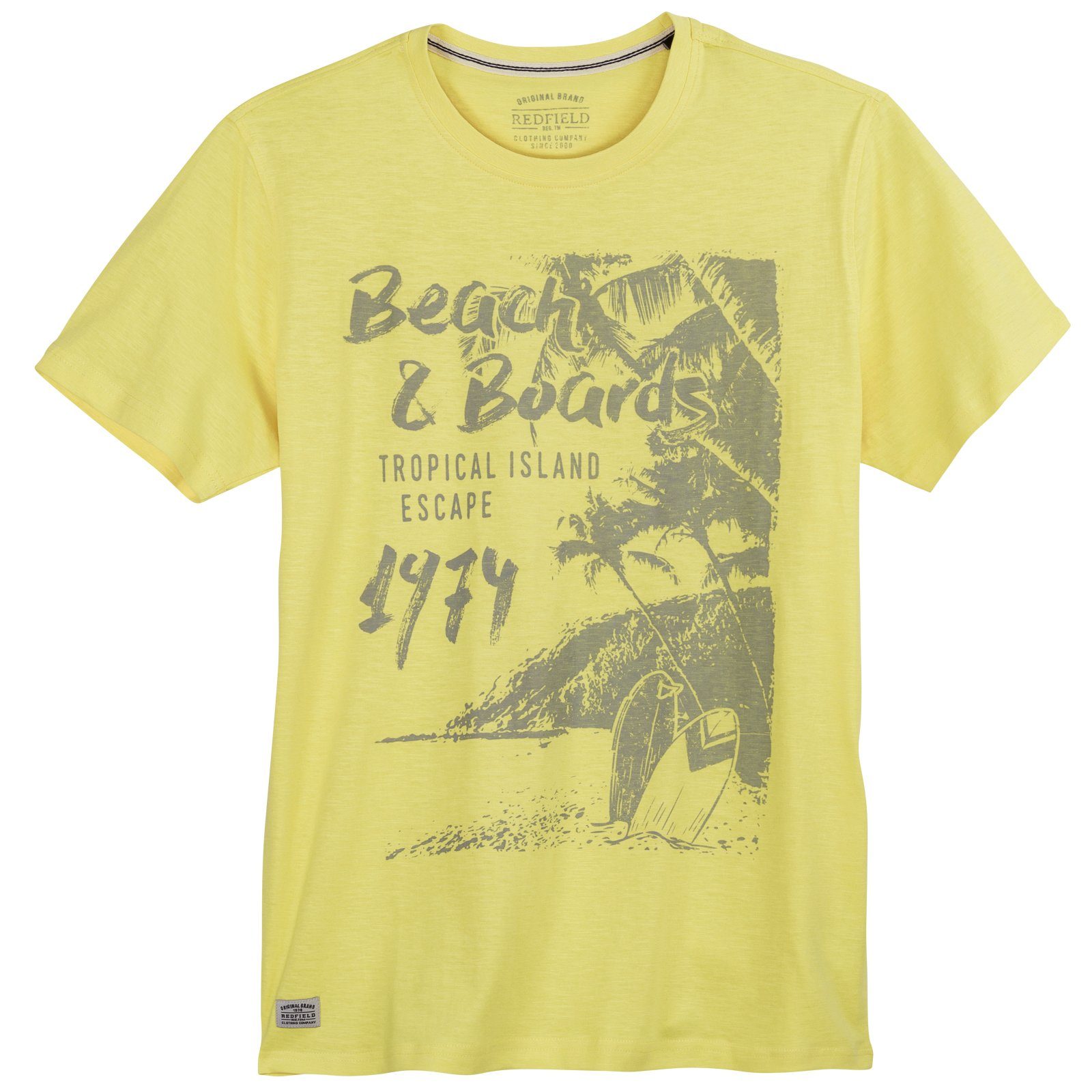 redfield Rundhalsshirt T-Shirt Print Redfield gelb Große großer Größen Herren