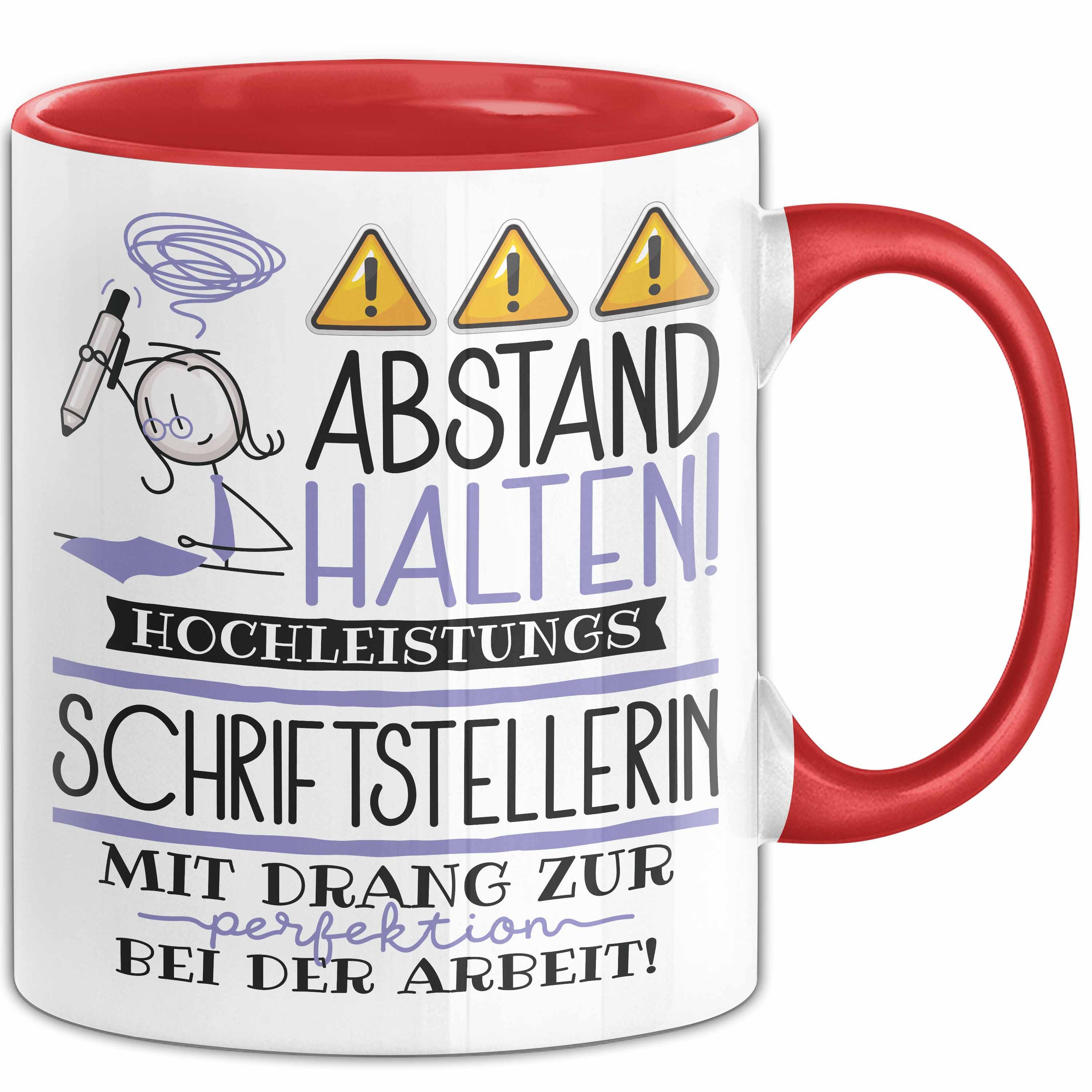 Trendation Tasse Schriftstellerin Tasse Geschenk Lustig Abstand Halten Hochleistungs-