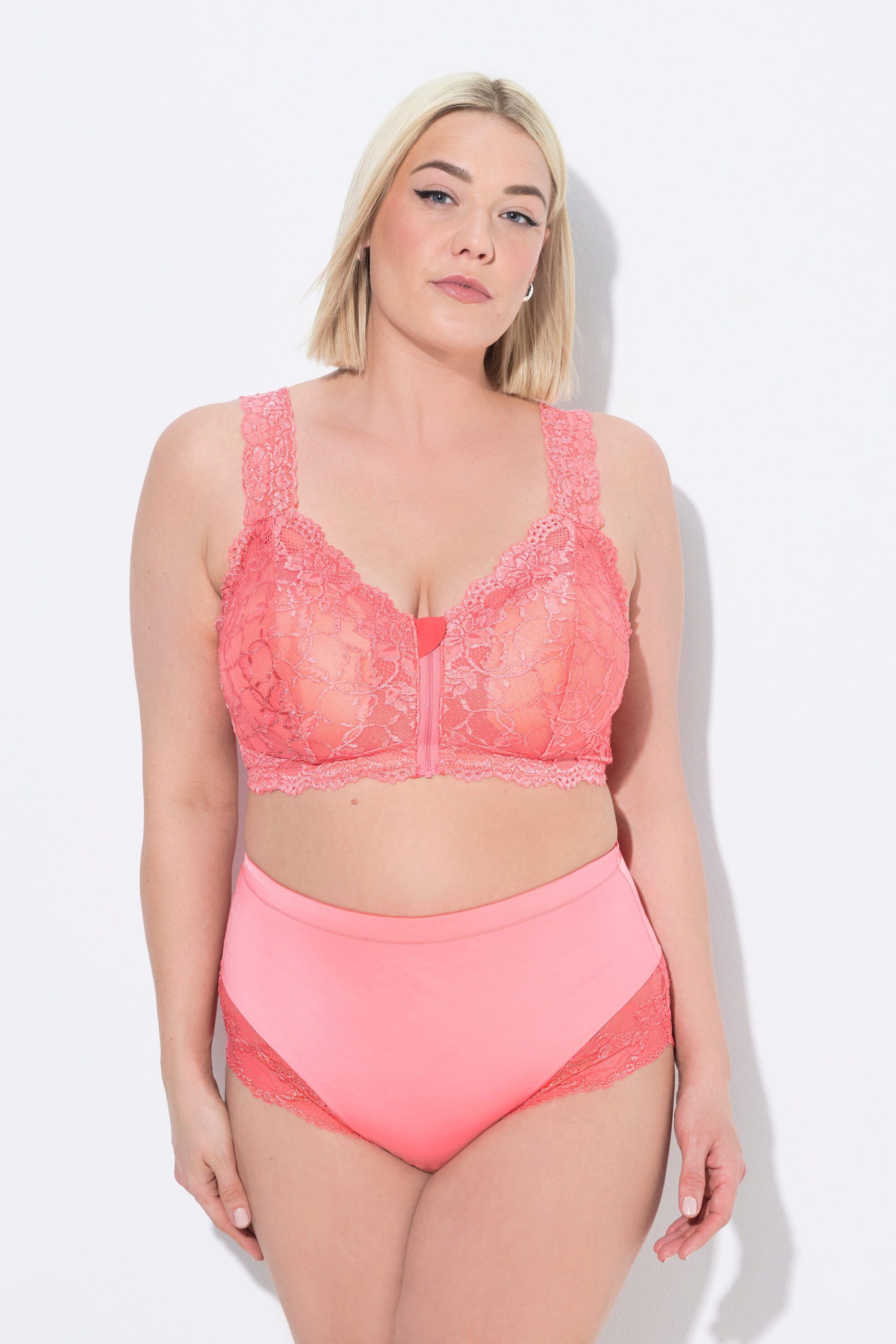 Miederhose Midislip transparente Spitze hinten gerafft