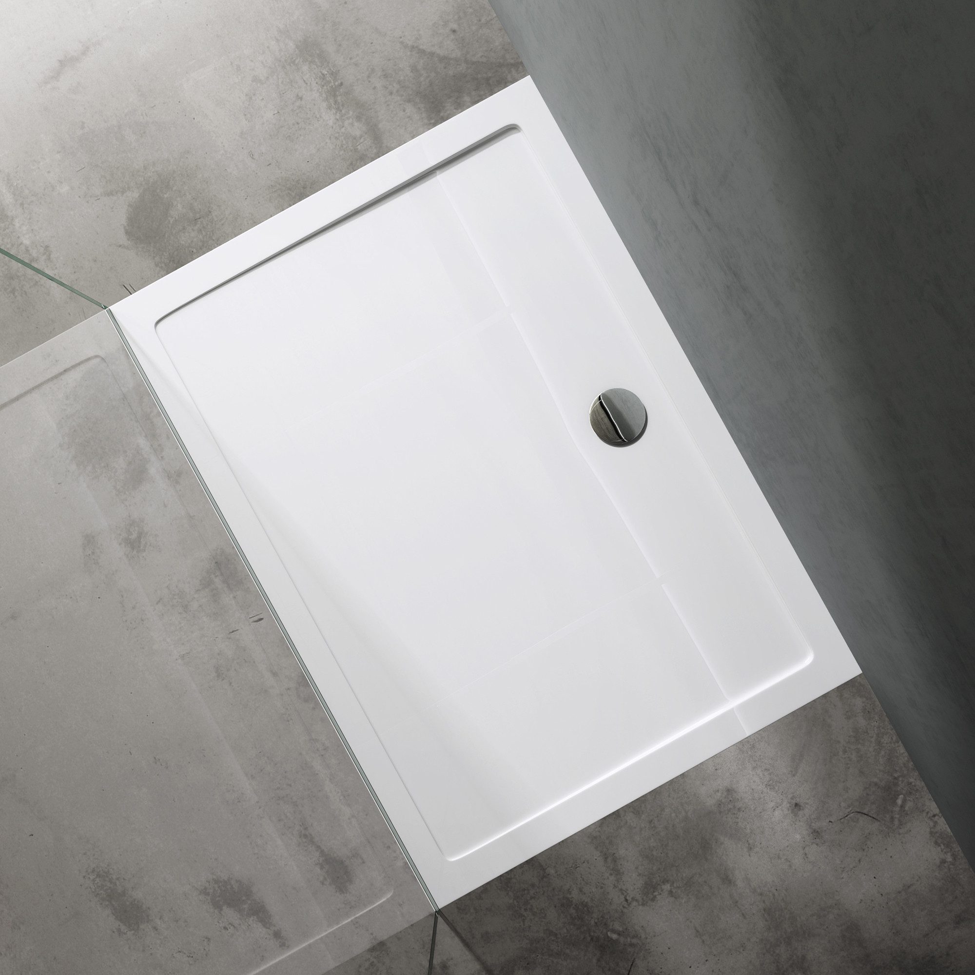 doporro Duschwanne Duschtasse flach aus Acryl Rechteckig DIN-Anschlüsse Faro2, Rechteckig