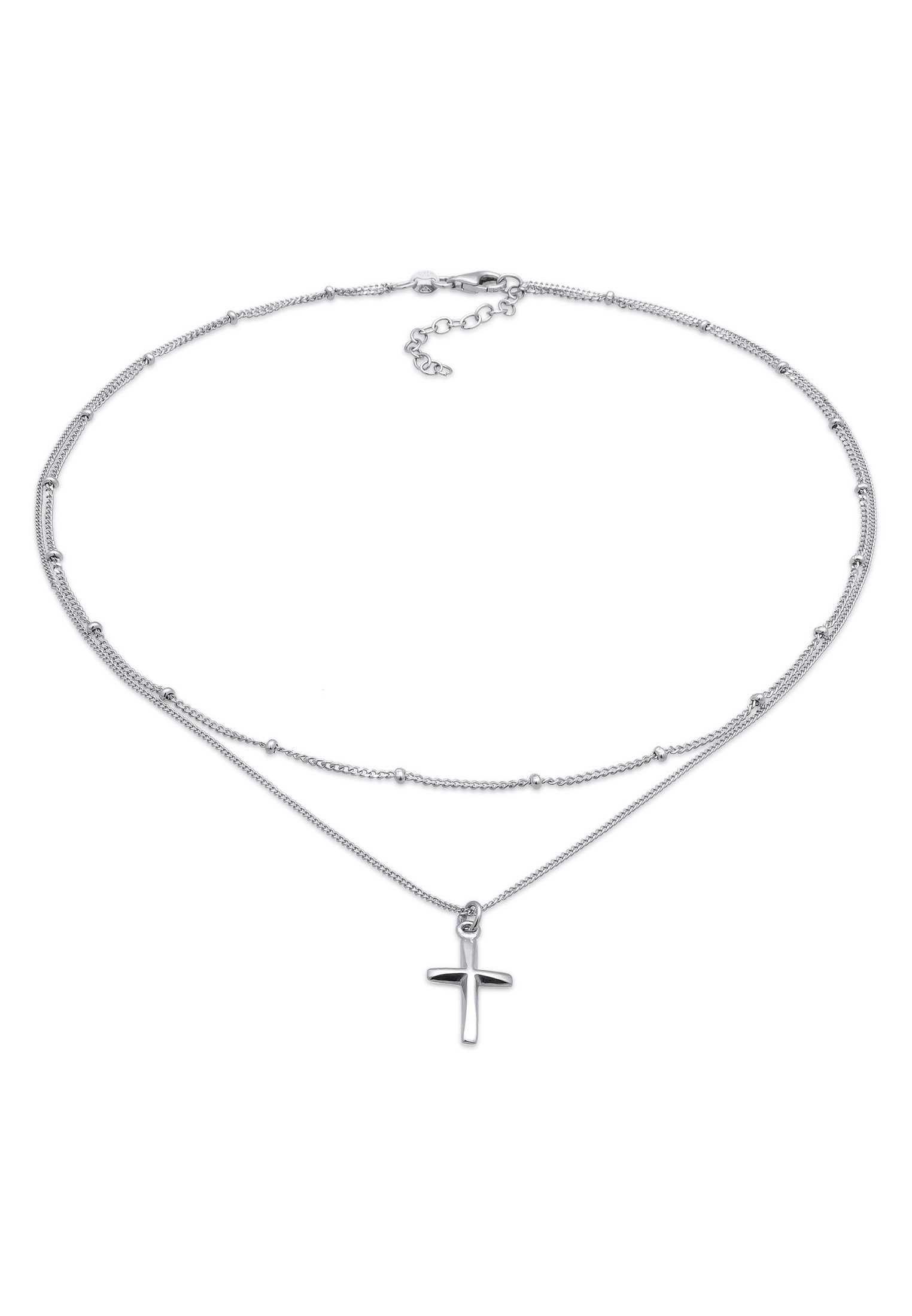 Elli Ketten-Set Layer Choker Kreuz Kugelkette 925 Silber, Kreuz günstig online kaufen