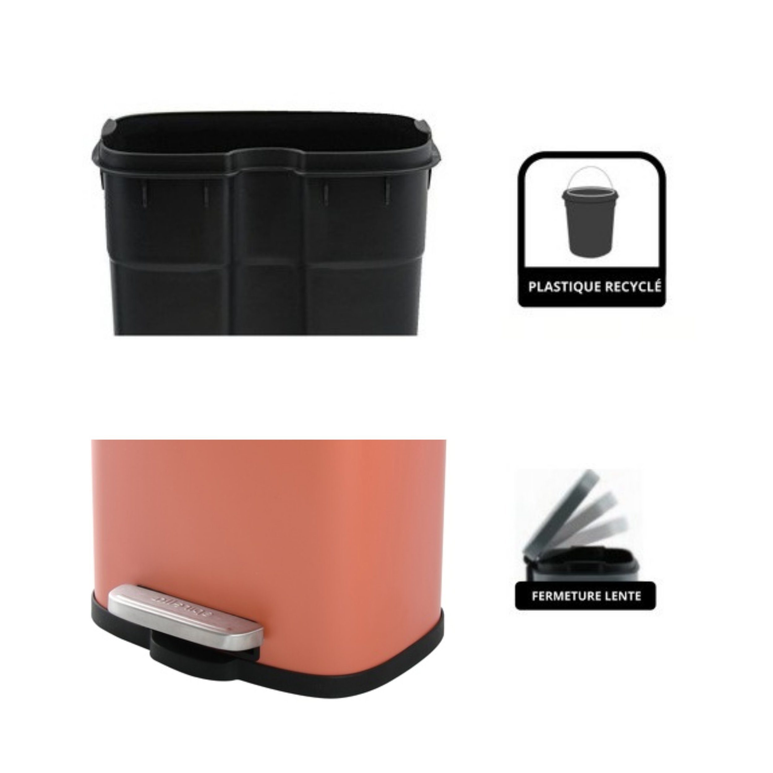 spirella Kosmetikeimer AKIRA, Treteimer mit Softclose-Absenkautomatik, herausnehmbarem Inneneimer, Anti-Fingerprint-Beschichtung, 5L, terracotta rot