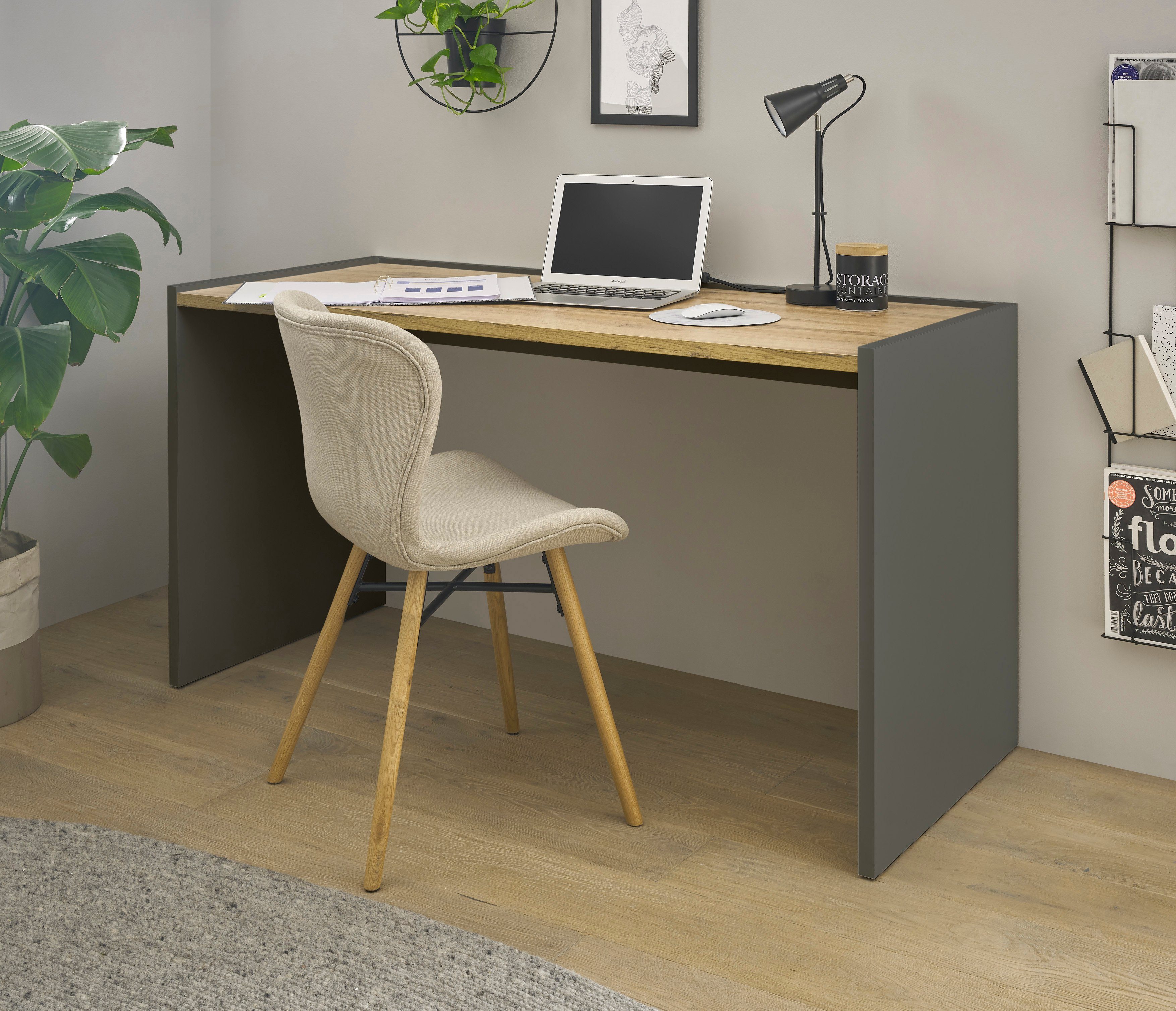 INOSIGN Schreibtisch CiTY/GiRON, Home Office, wohnliches Breite 143 cm Anthrazit moderner zeitlos Computertisch