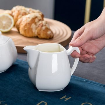 MALACASA Milch- und Zuckerset ELVIRA (3-tlg), 2 Personen, Porzellan, Milchkännchen mit Deckel und Zuckerdose