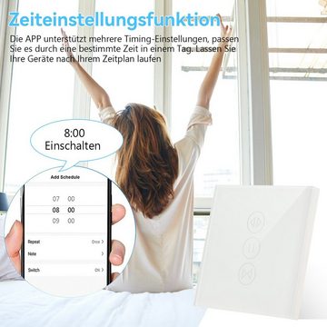 oyajia Lichtschalter 2 Stück Universal Smart WiFi Switch Touchschalter, Home Wandschalter, Smart Schalter funktioniert mit Alexa, Google Home, 600W, Glas Panel