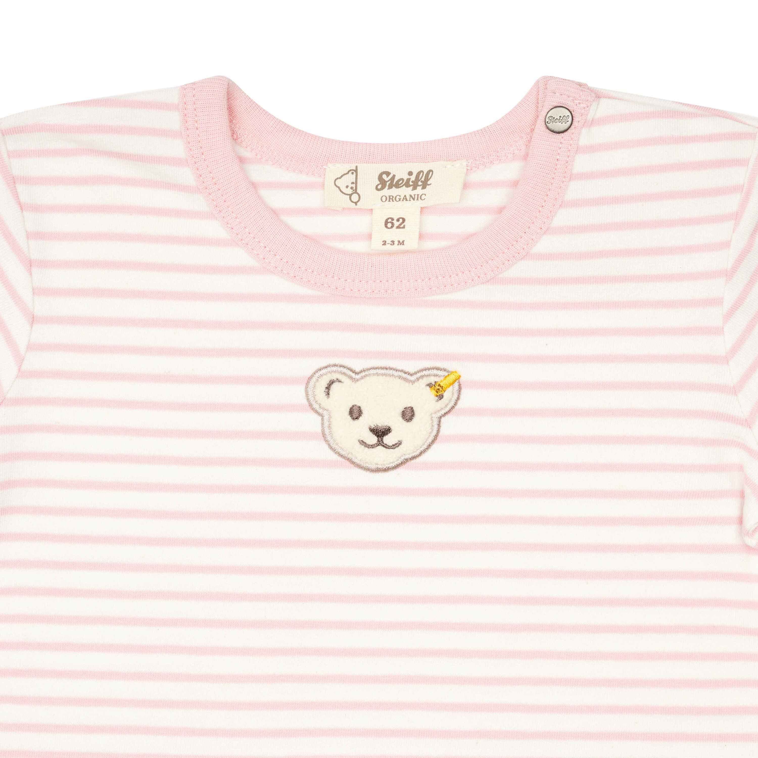 mit silver Baby Wellness pink Steiff T-Shirt T-Shirt GOTS kurzarm Teddykopf