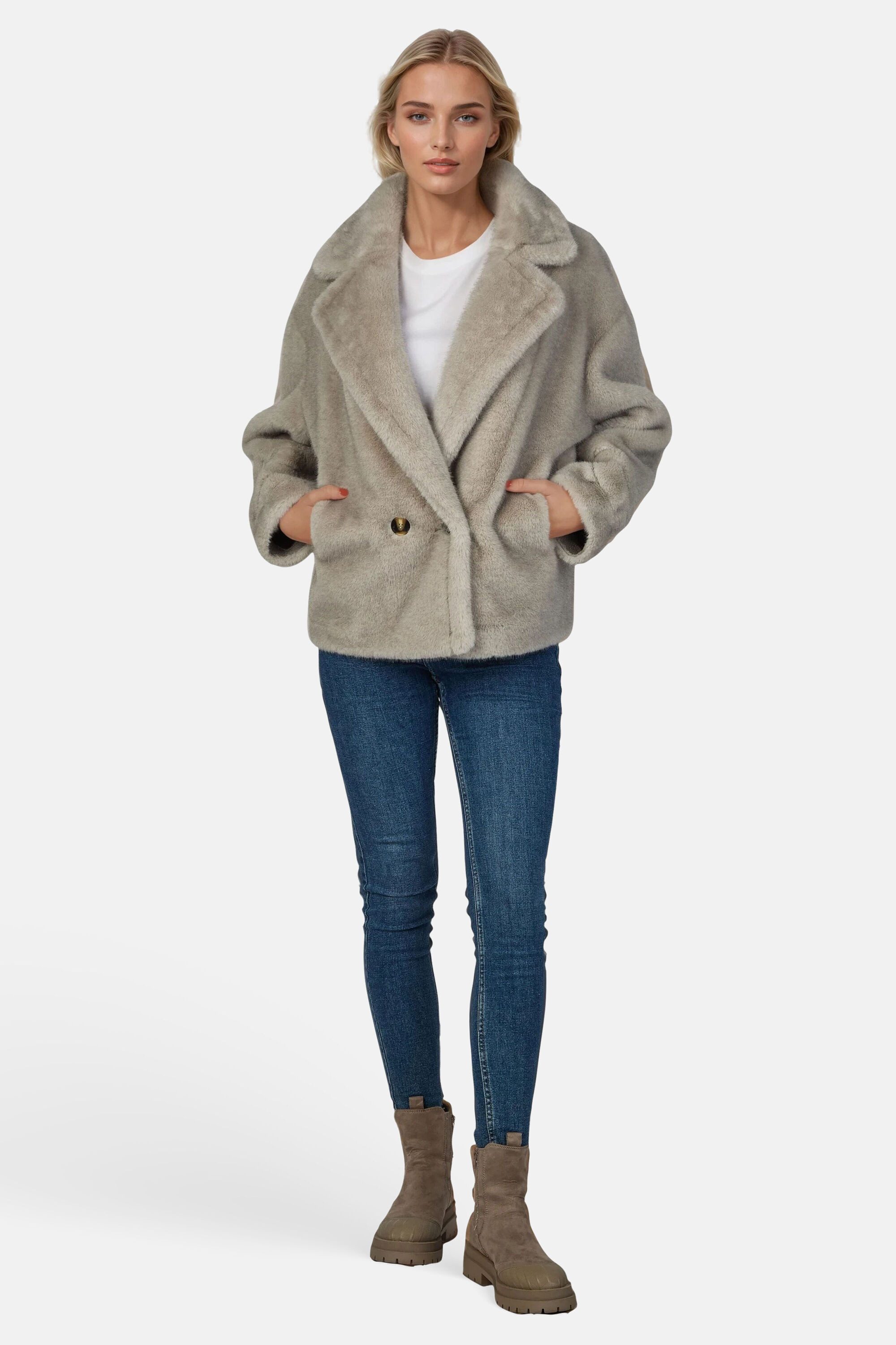 White Label Winterjacke (1-St) aus softem Webpelz