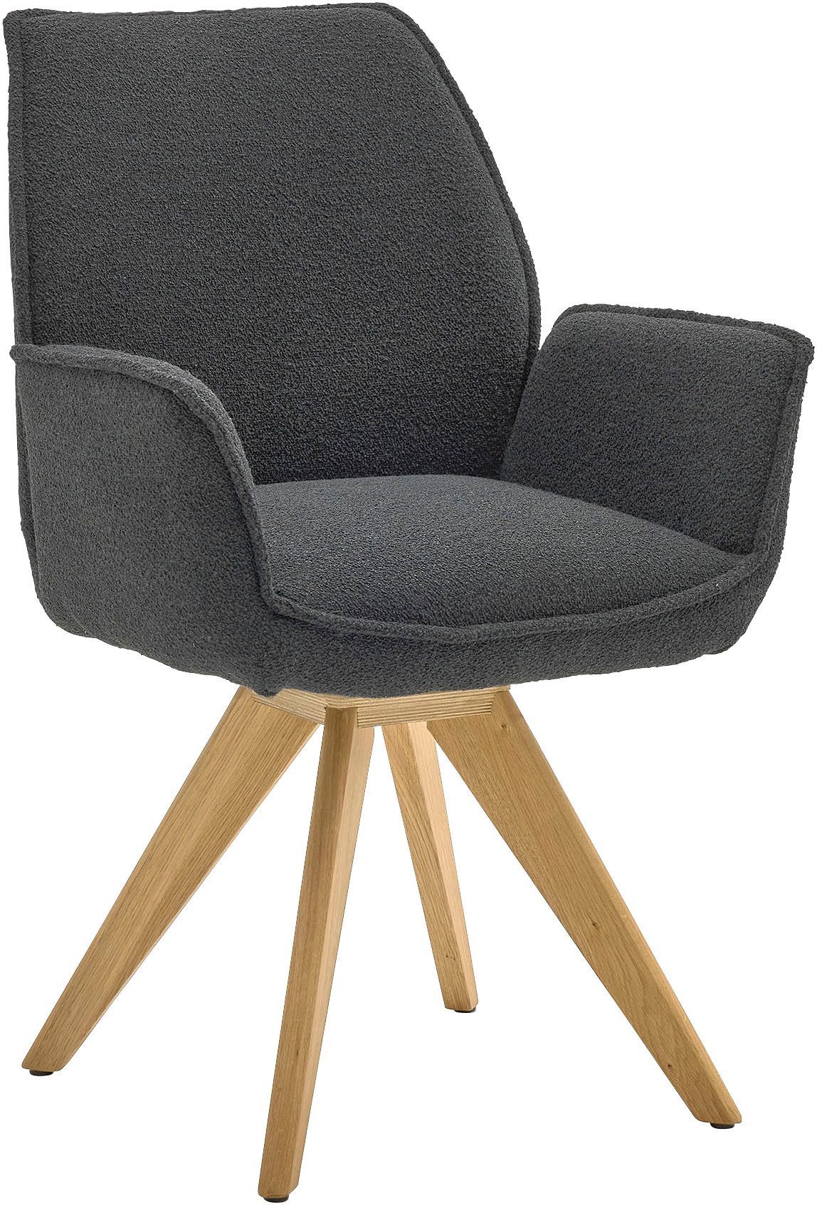 Musterring Esszimmerstuhl Tiama (Set, 2 St), Stativgestell Eiche massiv, 180° drehbar, Stoff Cord oder Bouclé