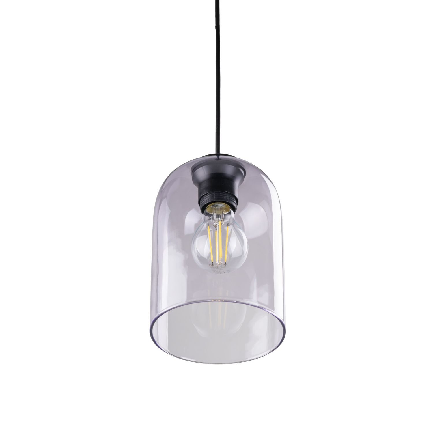 Licht-Erlebnisse Pendelleuchte LUNEX, ohne Leuchtmittel, Metall Glas E27 rund Ø 14 cm H: max. 160 cm Schwarz Lila Modern