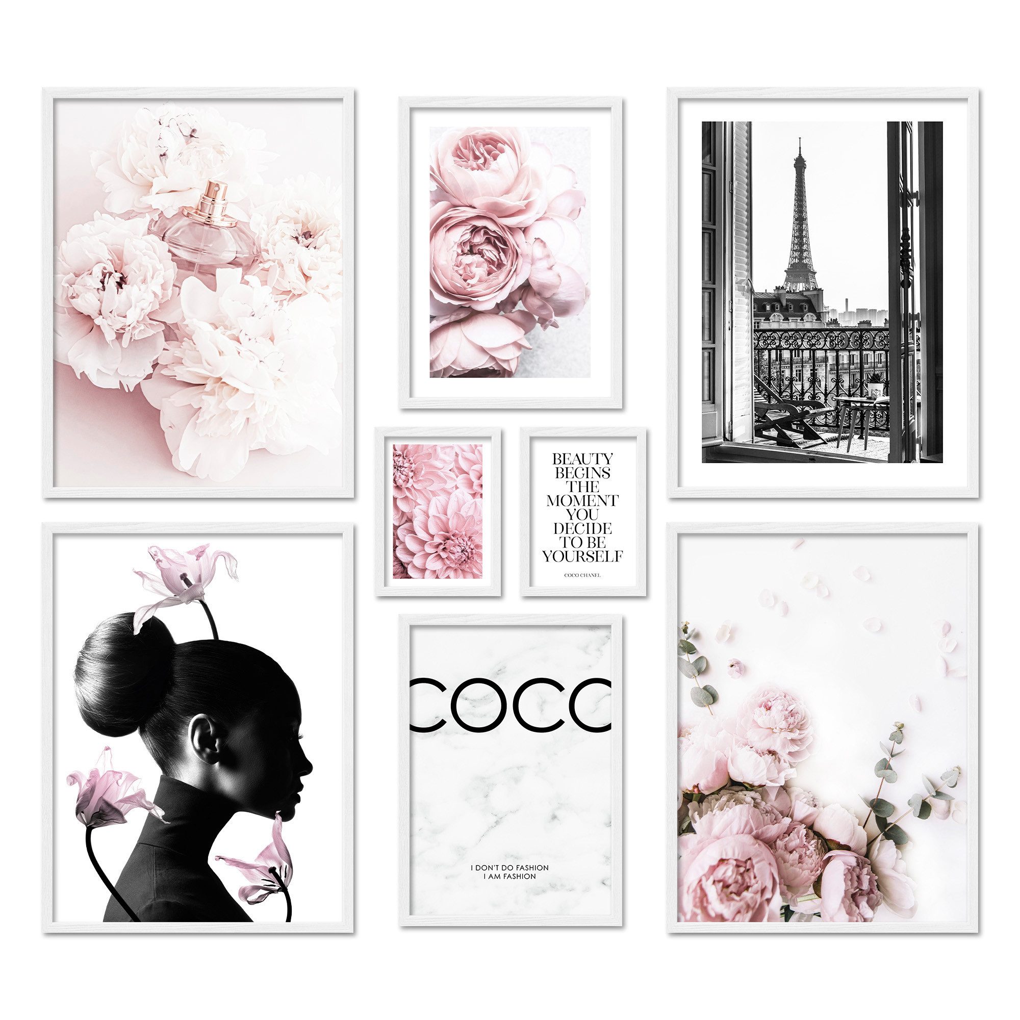 ARTFAVES Bilder-Collage Poster Set Coco I mehrteilige Bilderwand I Wandbilder Rosa, (Wandbilder)