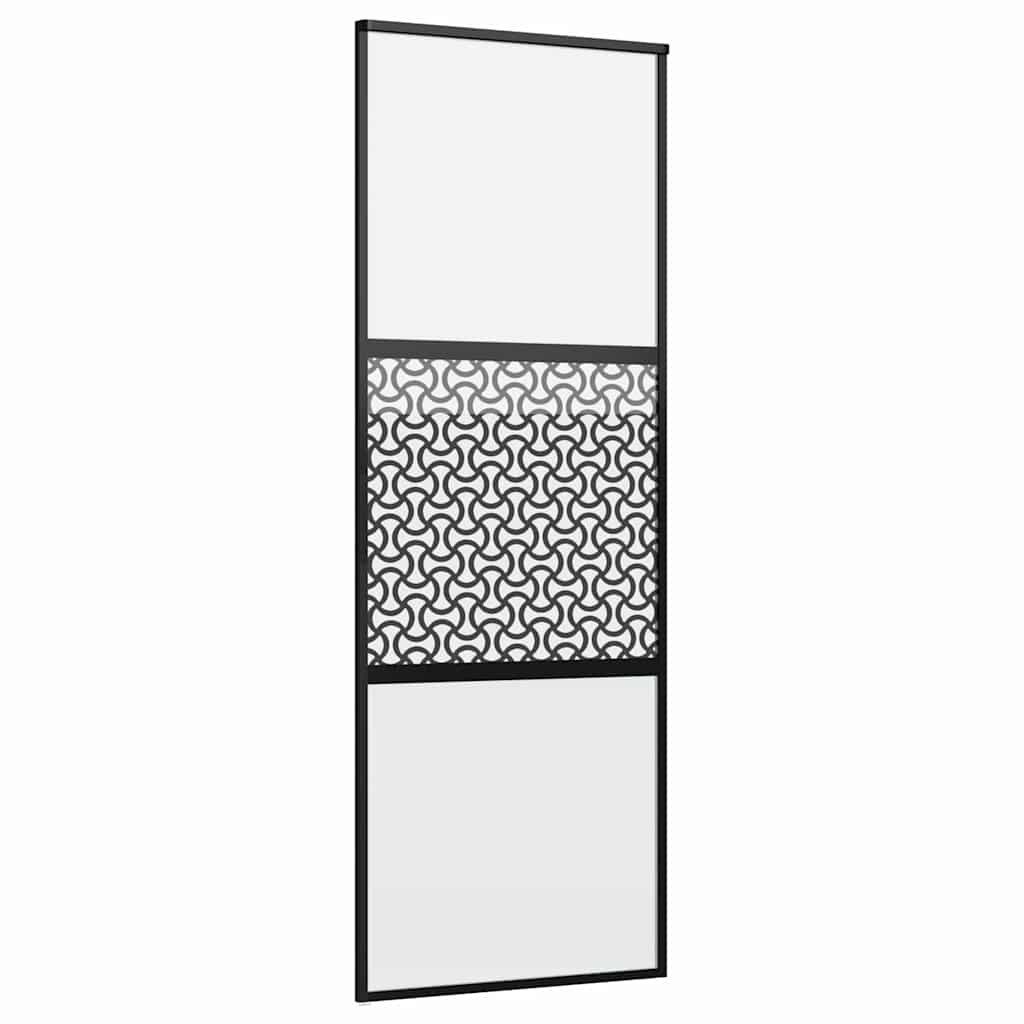 vidaXL Zimmertür Schiebetür Schwarz 76 x 205 cm Gehärtetes Glas Aluminium