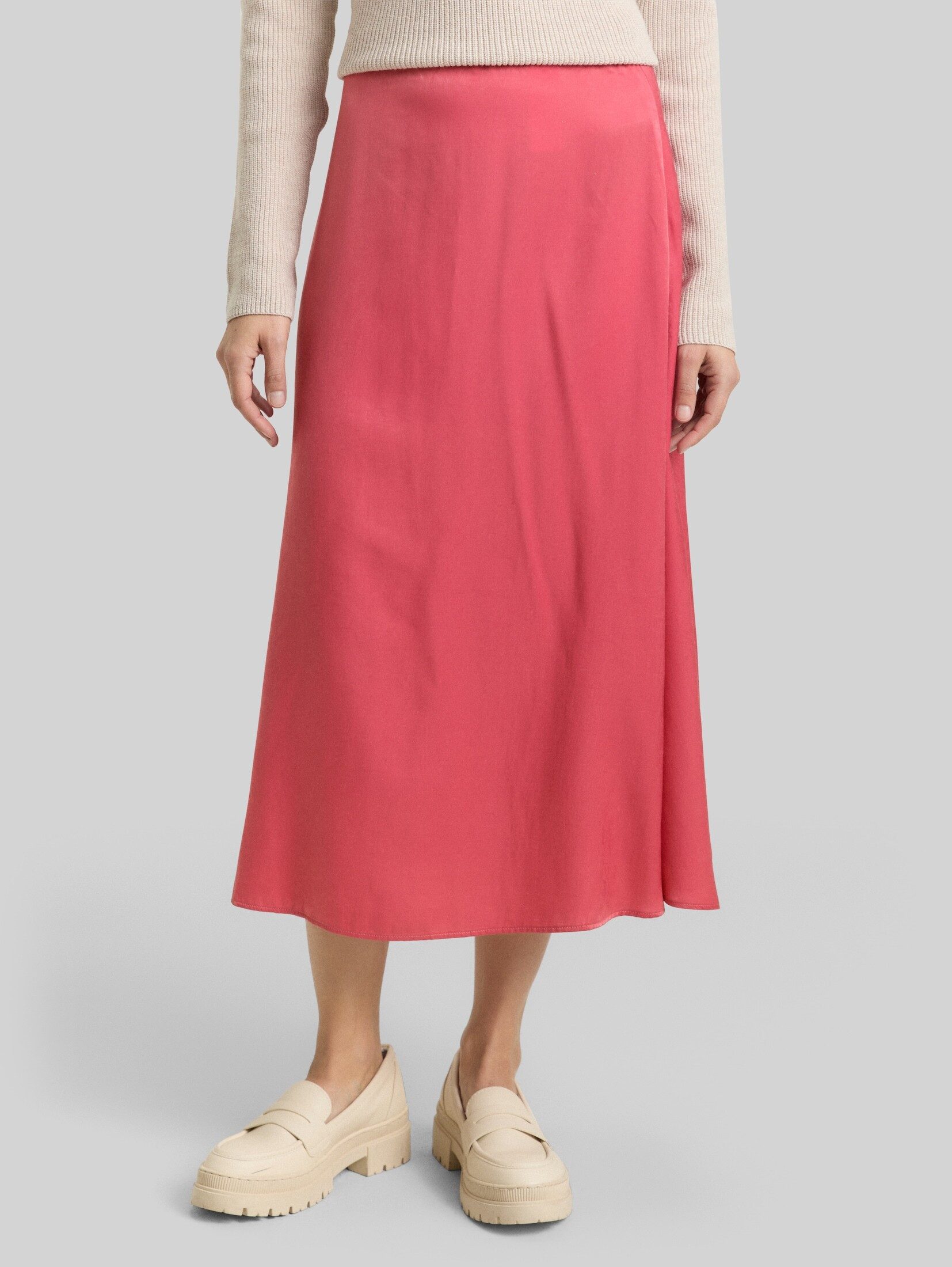 TOM TAILOR Sommerrock Röcke High Waist Satin Midi-Rock