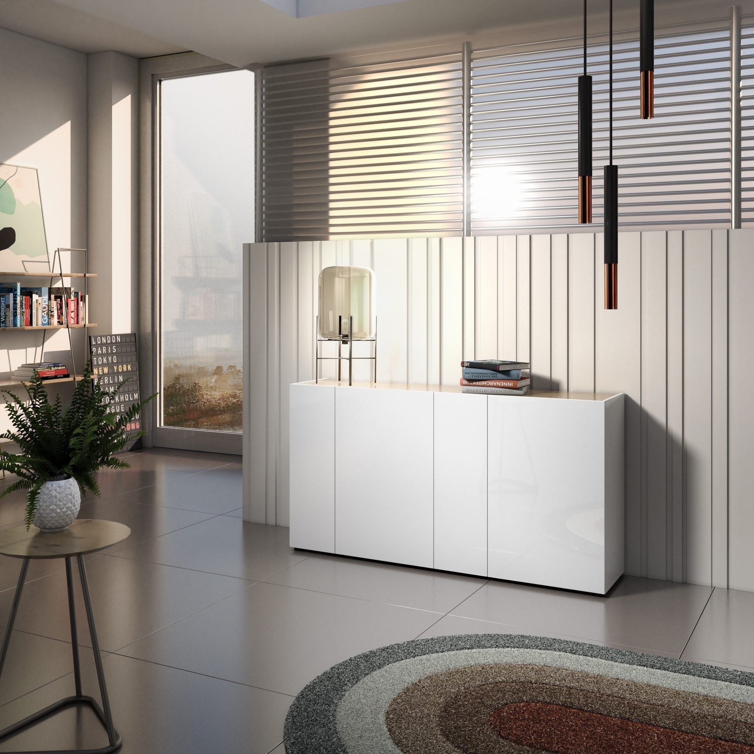 Sideboard in weiss hochglanz - 174x92x40cm (BxHxT)