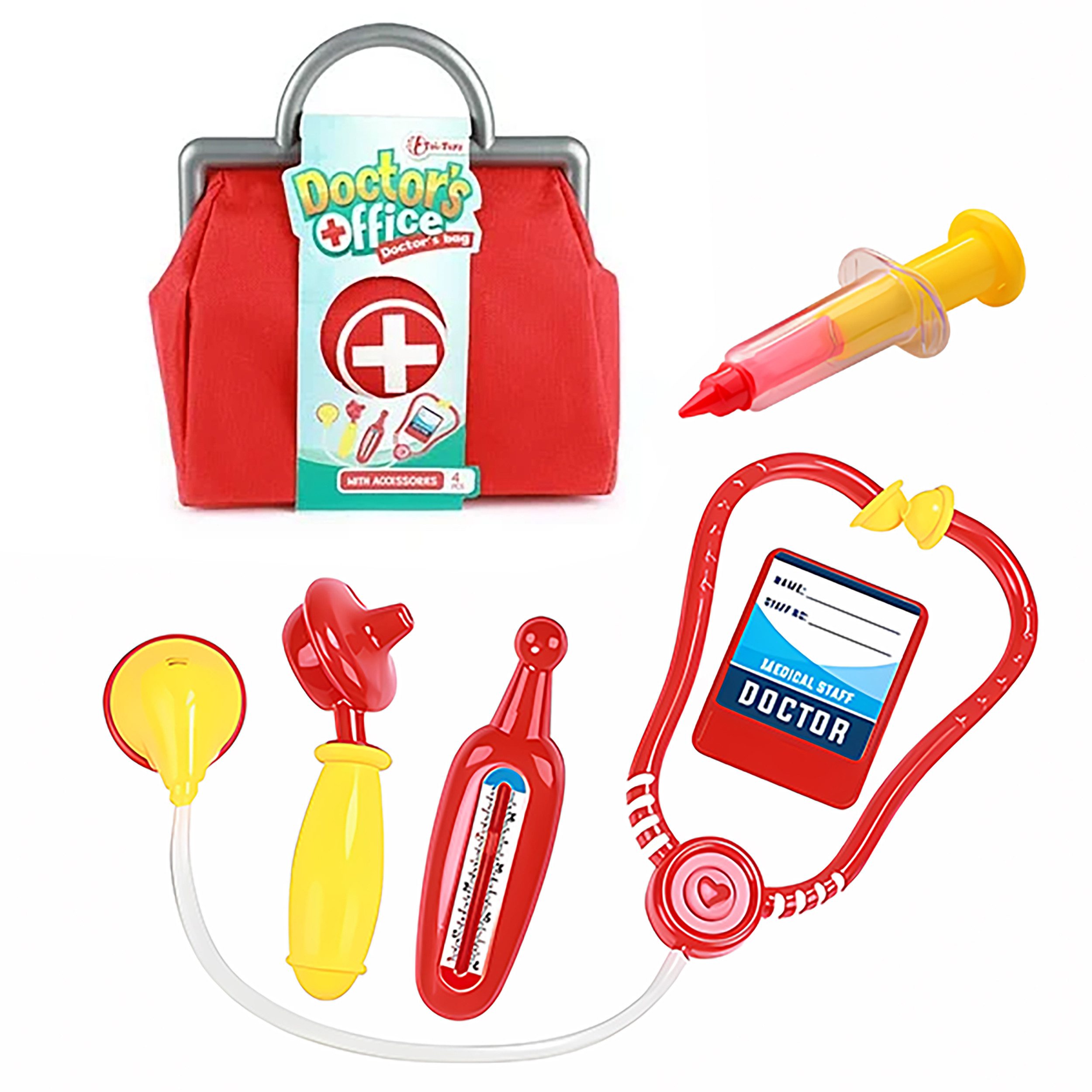 Toi-Toys Spielzeug-Arztkoffer DOKTOR Set 5-teilig mit Zubehör für Kinder Rot Arztkoffer 79, (5-tlg., Arztkoffer, Thermometer, Spritze, Stethoskop, Otoskop, Arzt-Ausweis), Doktorkoffer Arzt Tasche Thermometer Spritze Stethoskop Otoskop