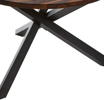 SAM® Essgruppe Heiderose, rund, Akazienholz massiv Wenge, Sternfuß in schwarz und 4 Stühlen