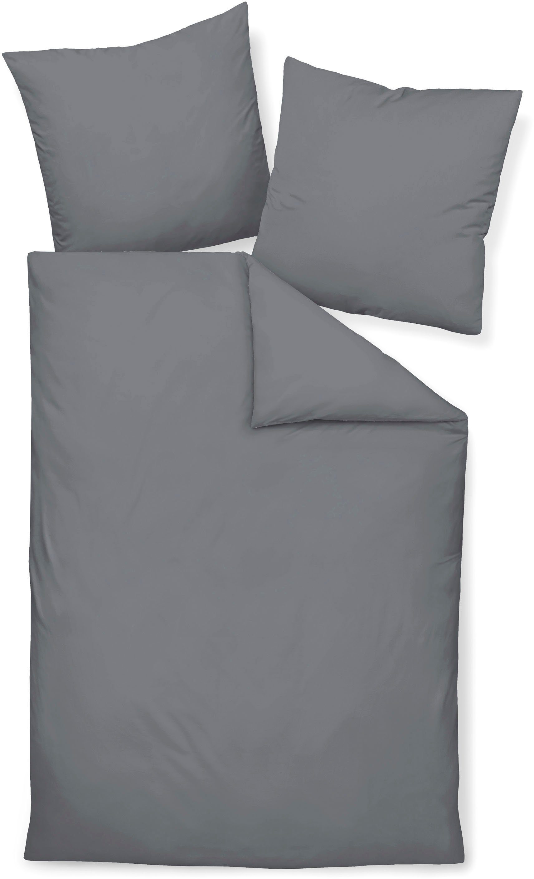 Janine Bettwäsche Colors Mako-Satin 100% Baumwolle, Mako-Satin, 2 teilig, feinfädige uni Bettwäsche für alle Jahreszeiten, Markenreißverschluss – Bild 2 von 4