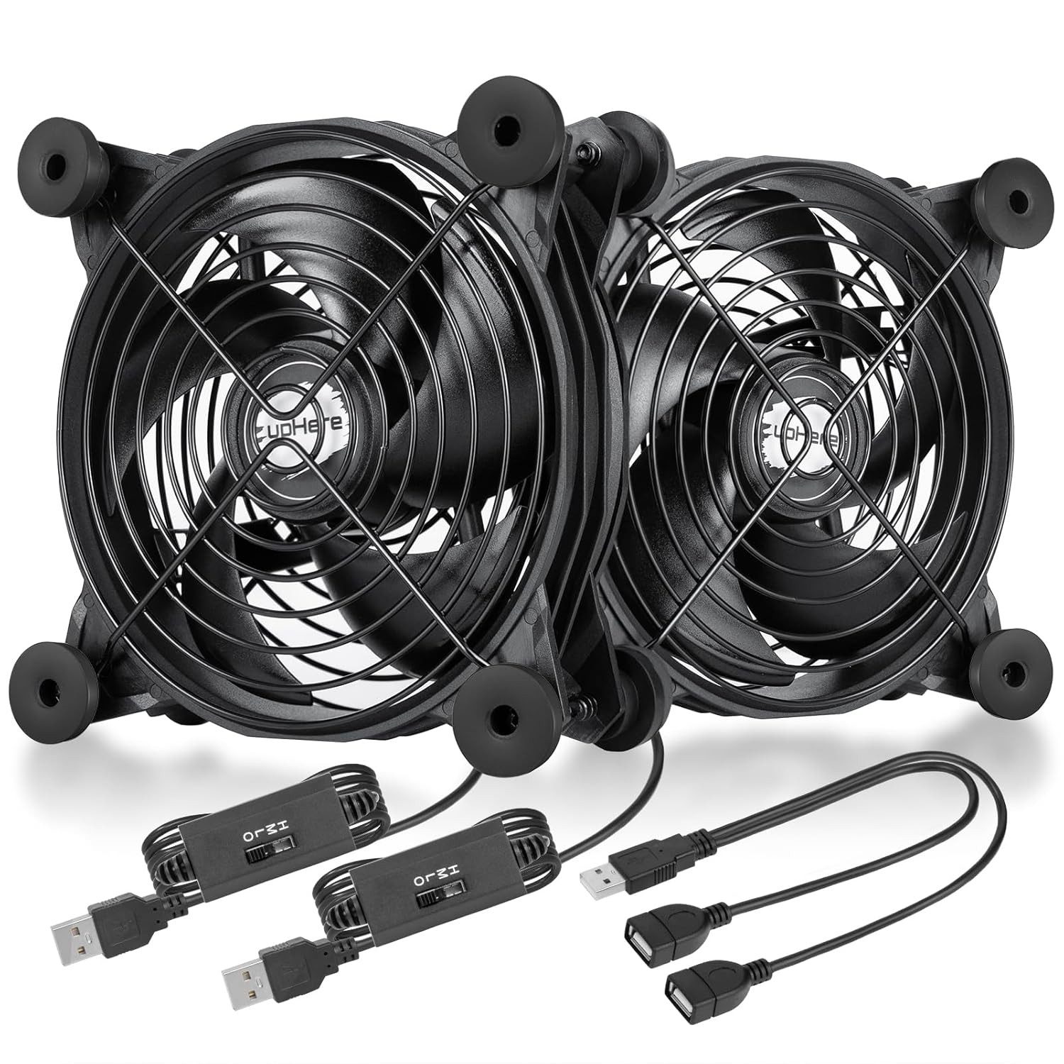 Akku-Ventilator USB Lüfter PC 120mm Multi Speed mit Metallgrill Desktop