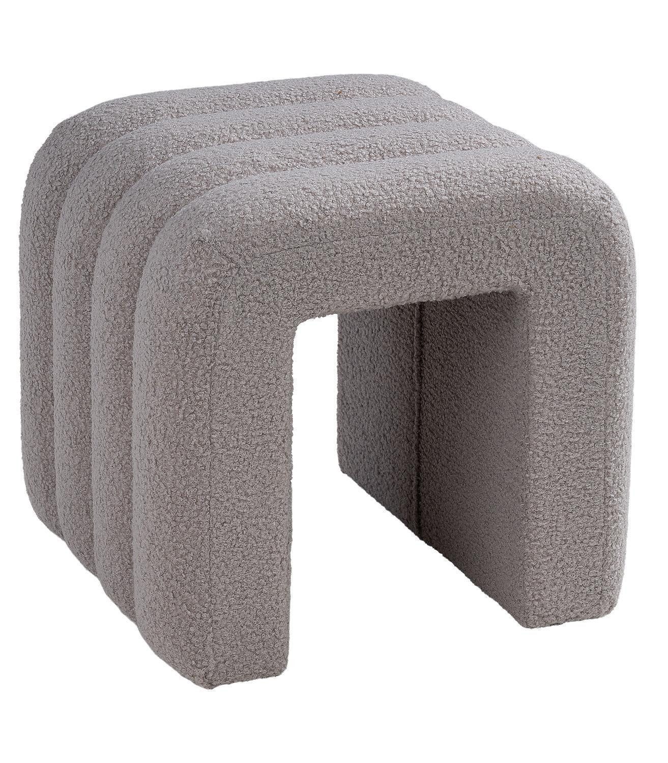 Home4You Polsterhocker B 40 x H 40 cm, Wollweiß, Teddystoff, (1 St), MDF, flauschig – Bild 4 von 4